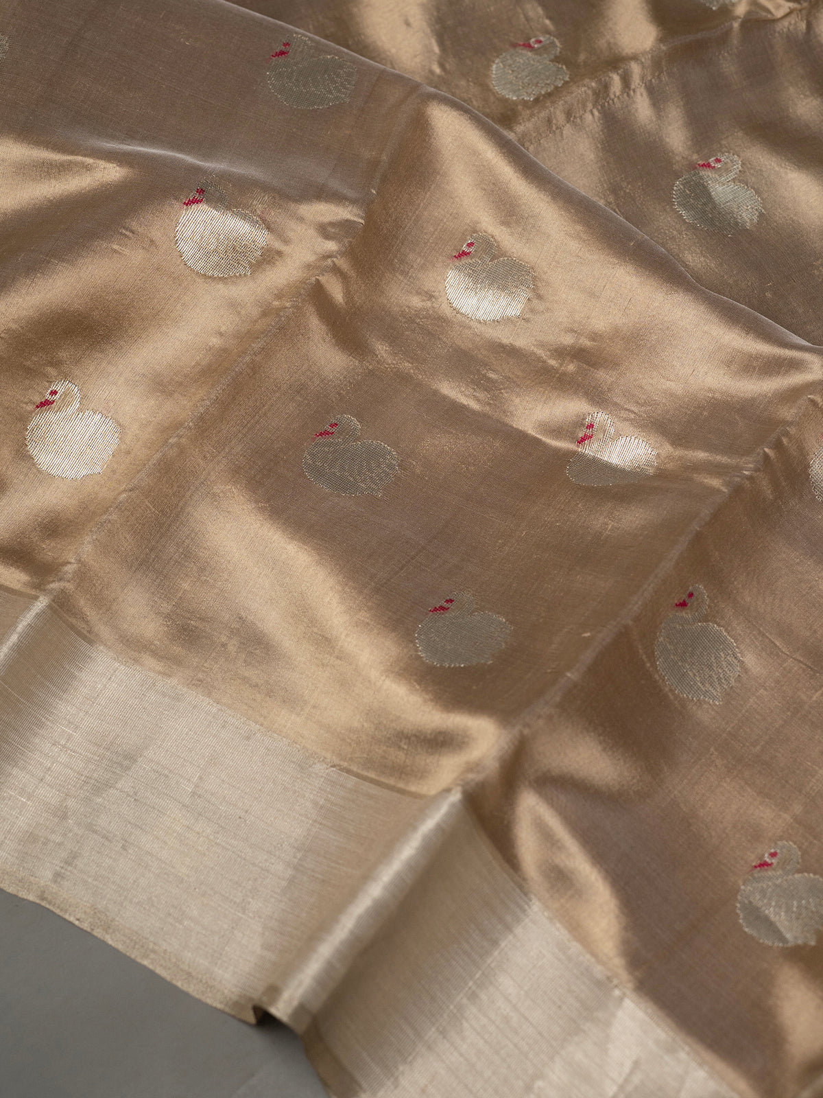 Pastel beige swan meenakari butta/ Chanderi silk Saree CLSA10875