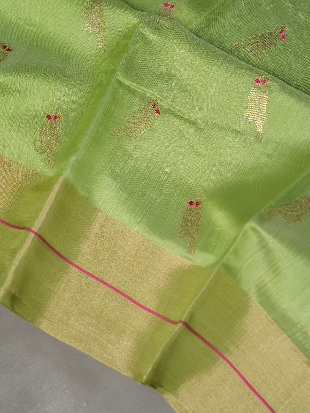 Parrot green with parrot meenakari butta/ Chanderi silk Saree CLSA10877