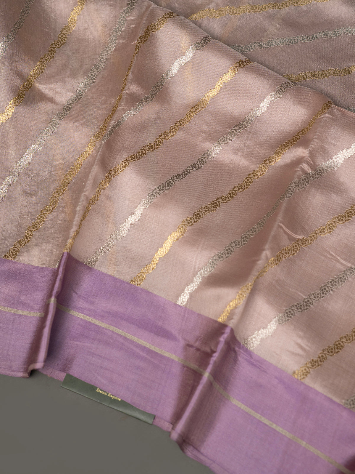 Master piece blush pink and lavender gold & silver lehariya pattern / Chanderi silk Saree CLSA10887
