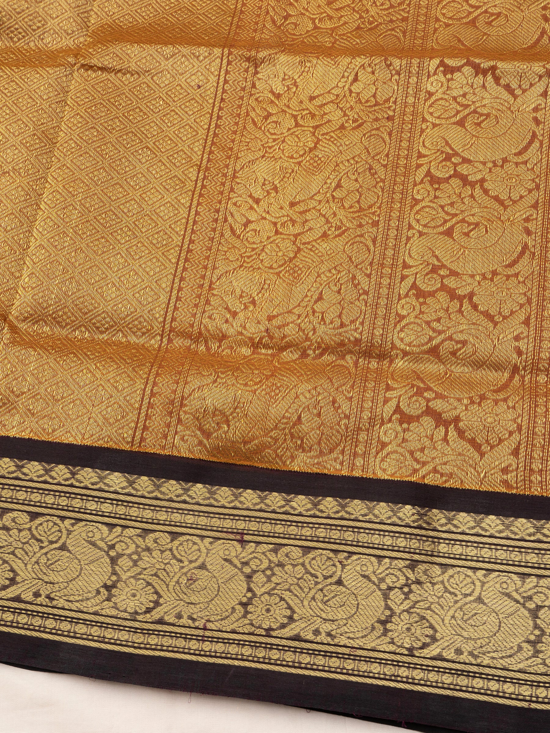 Deep rust and black kattam butta / Silk Cotton Saree CLSA10894