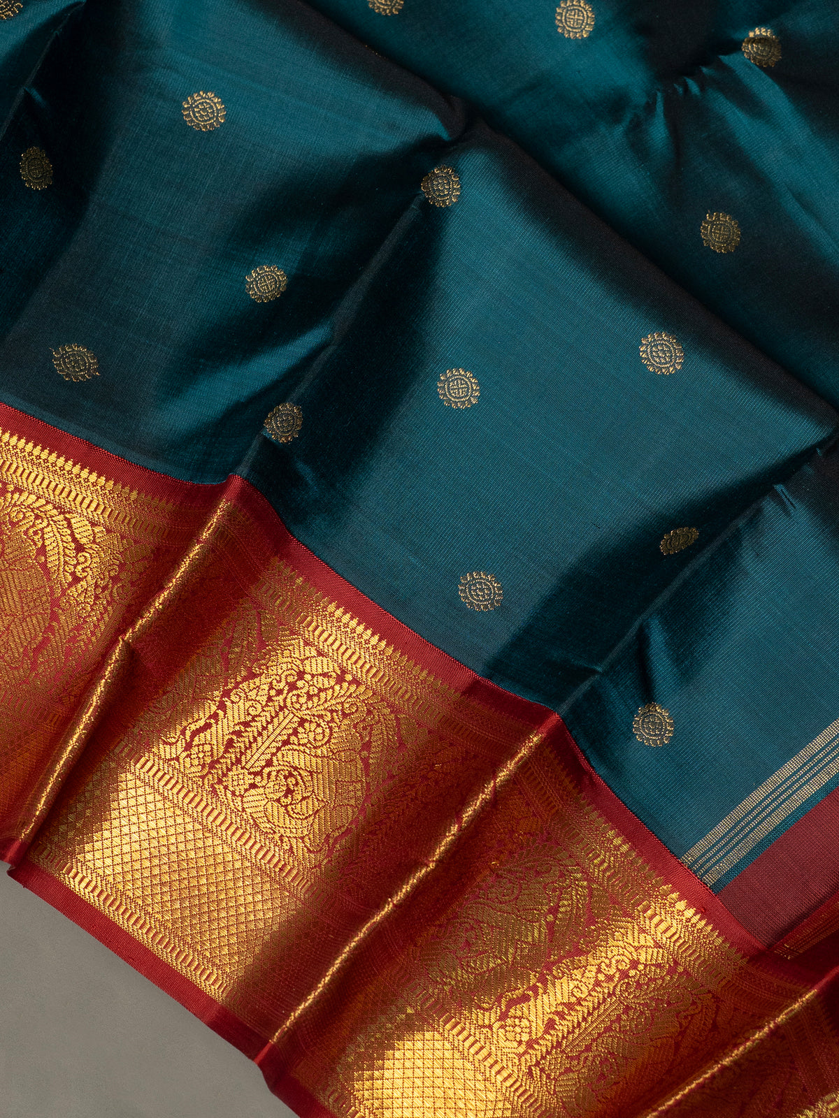 Rama green color Korvai /Kanjipuram Silk Saree CLSA11337