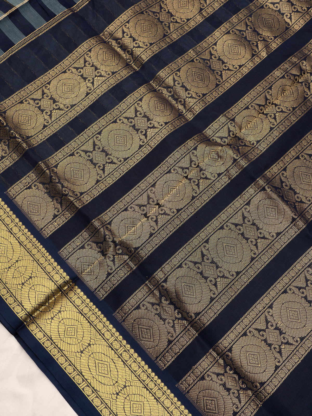 Grey and blue veldhari Premium /Silk Cotton Saree CLSA11484