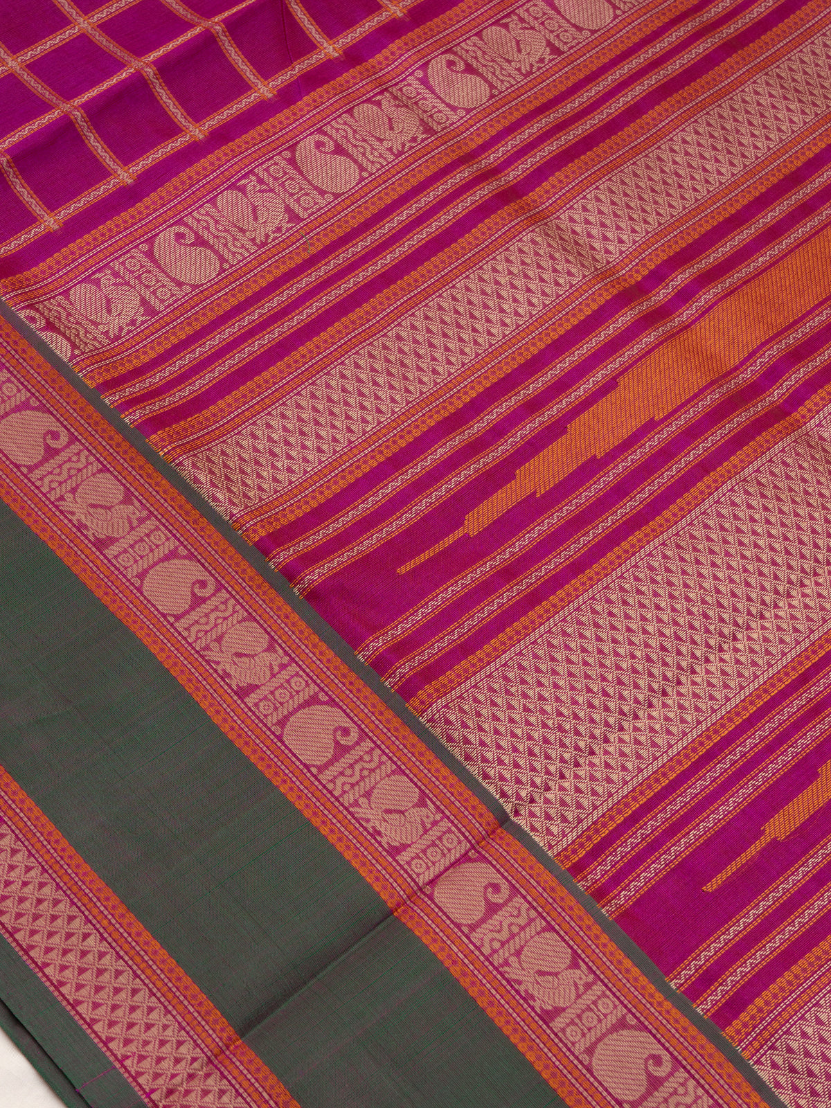 Pink kattam rettapet border/ Silk Cotton Saree CLSA11838