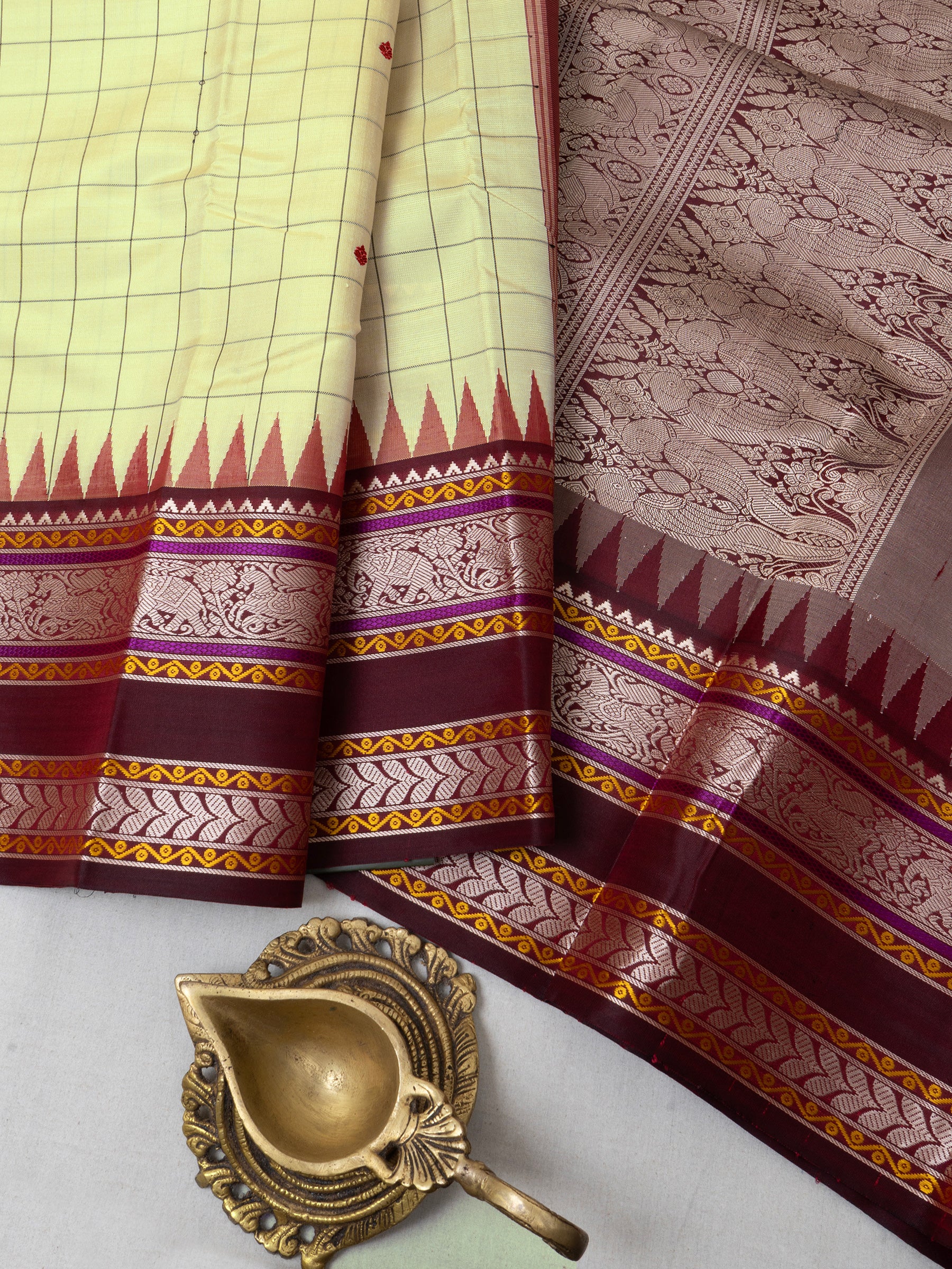 Lemon yellow and araku / special edition kanjipuram silk CLSA1522