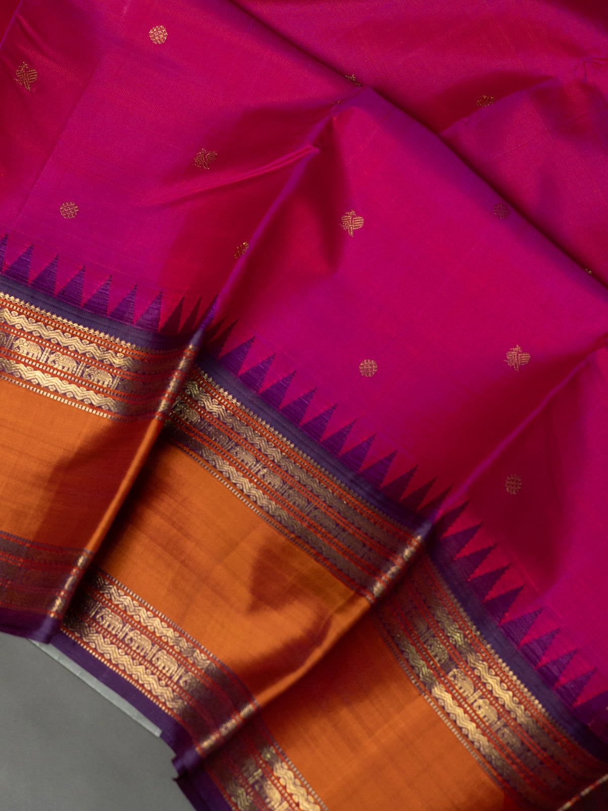 Pink Rettapet temple Korvai /Kanjipuram Silk Saree CLSA2431