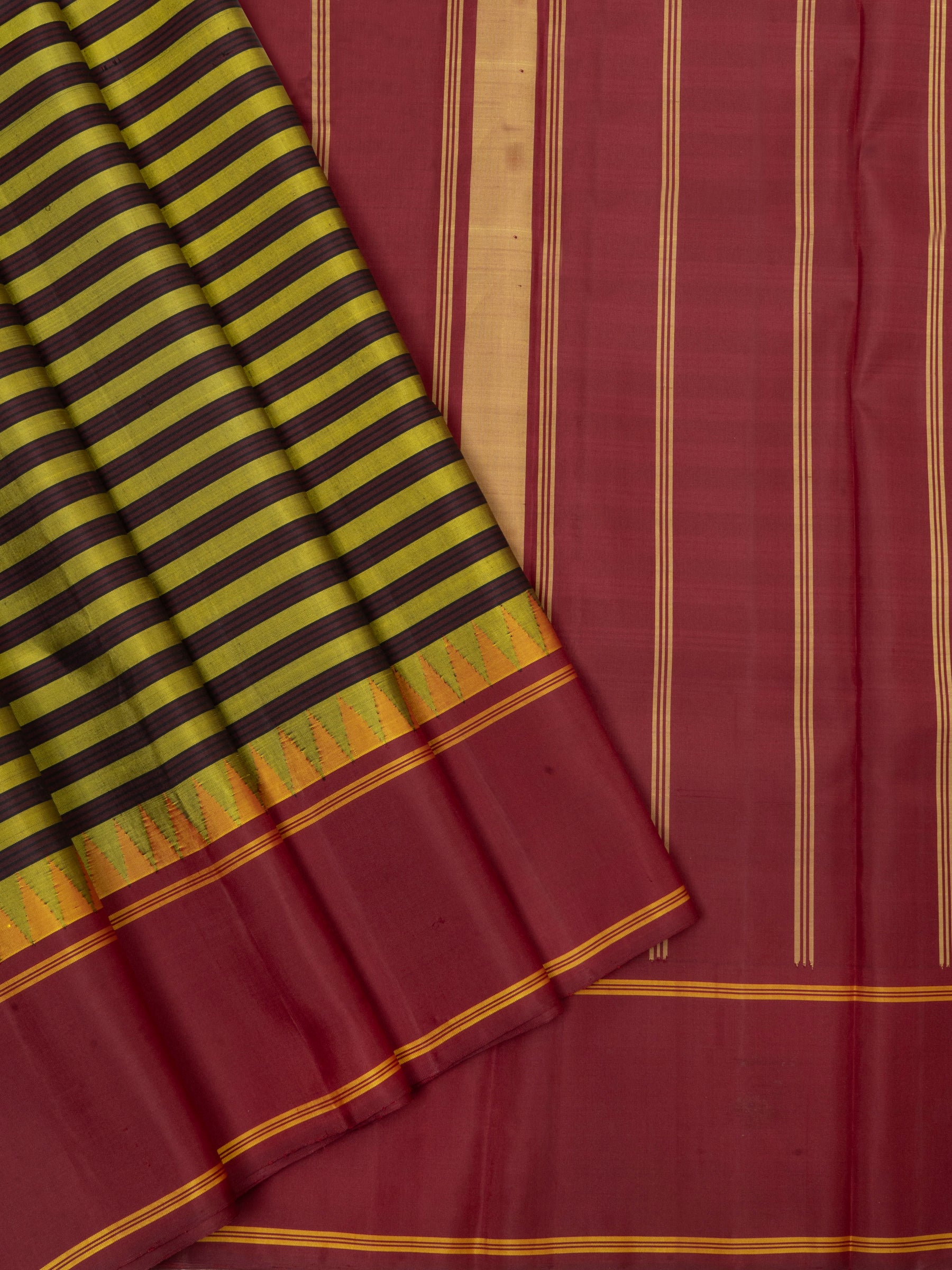 Vintage stripes brown/black and green / Arani silk CLSA2529