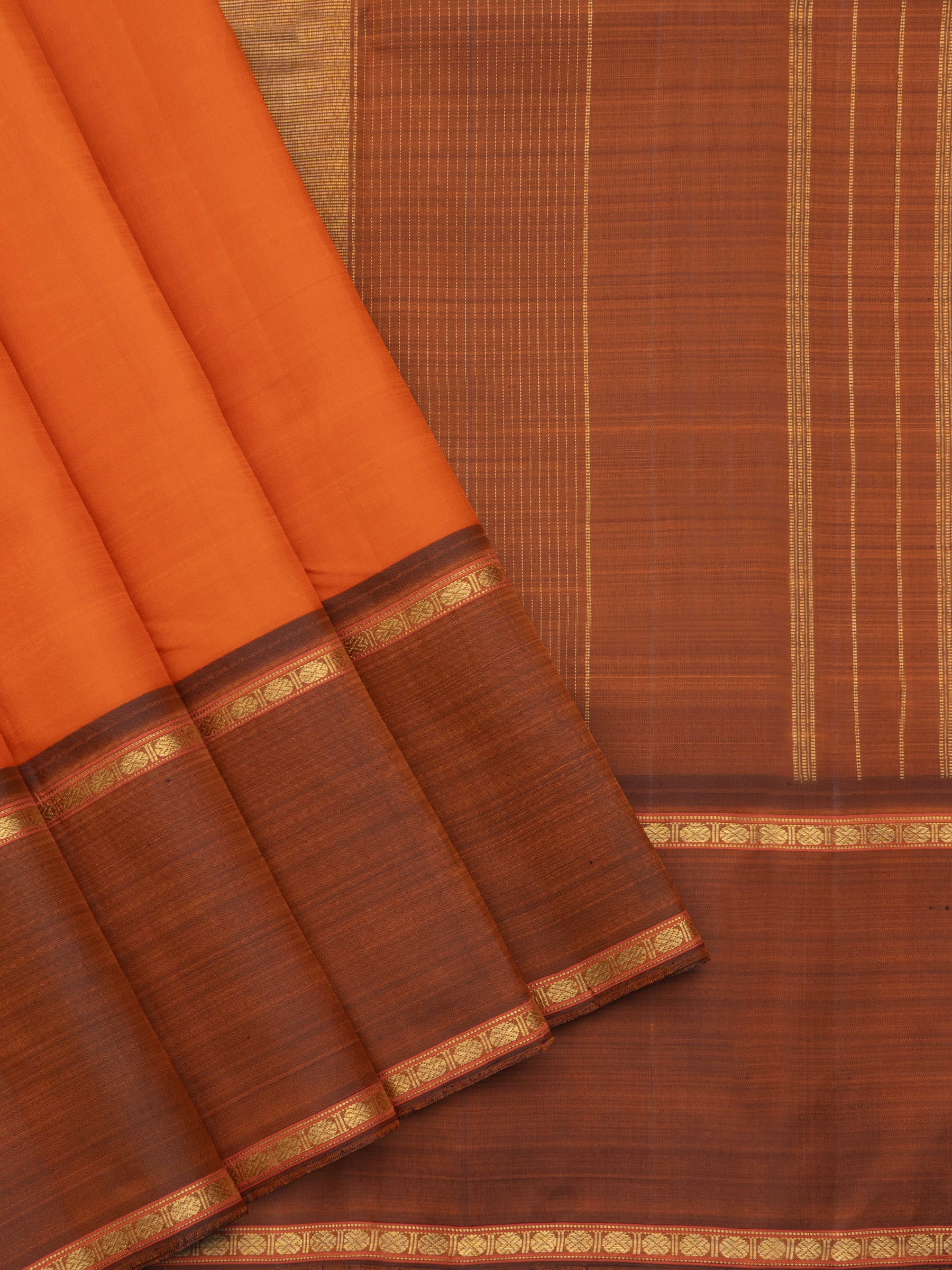Orange and rustic rettapet border/ Arani Silk Saree CLSA3687