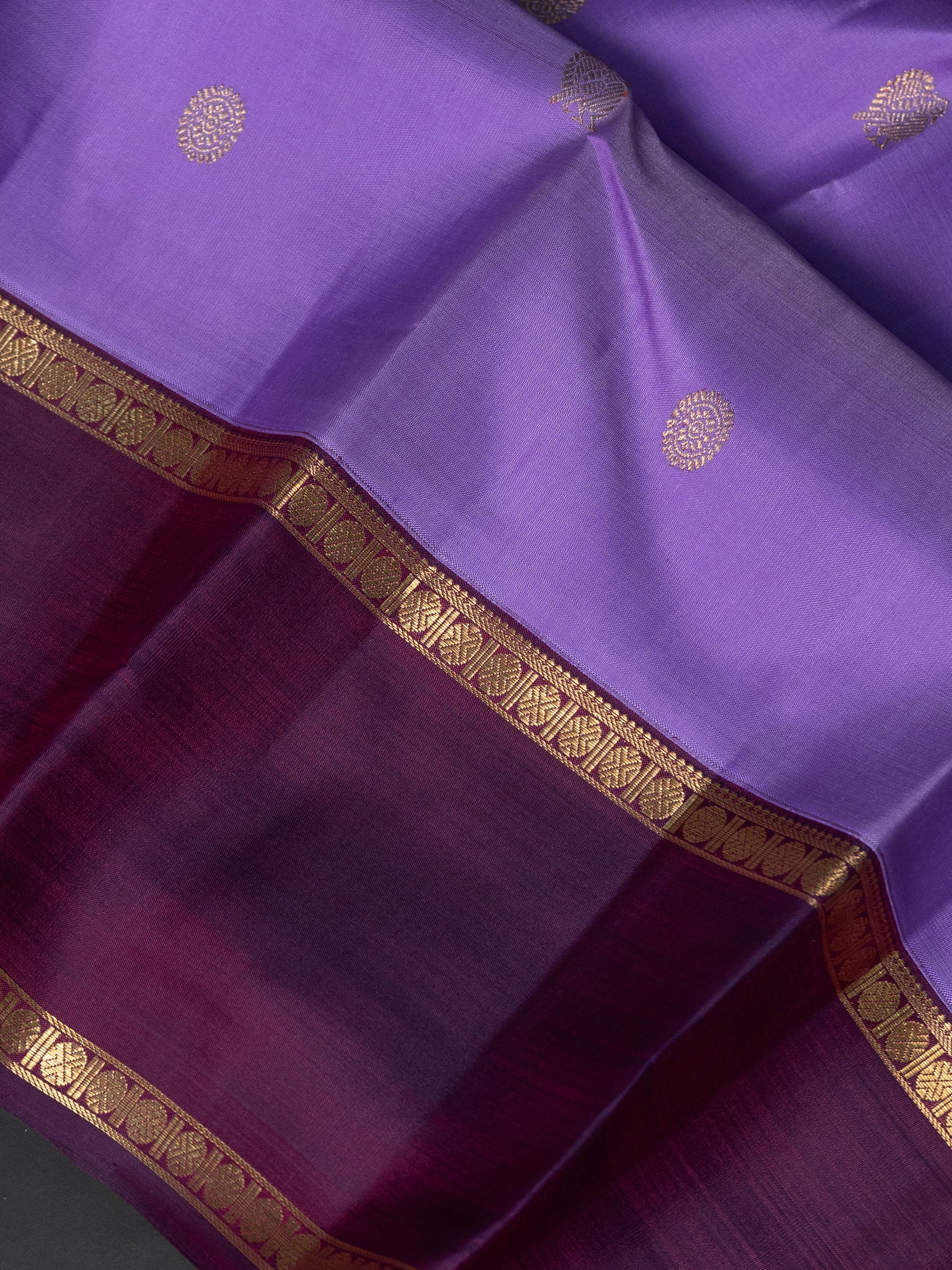 Lavender and deep purple  rettapet border/ Kanjipuram Silk Saree CLSA