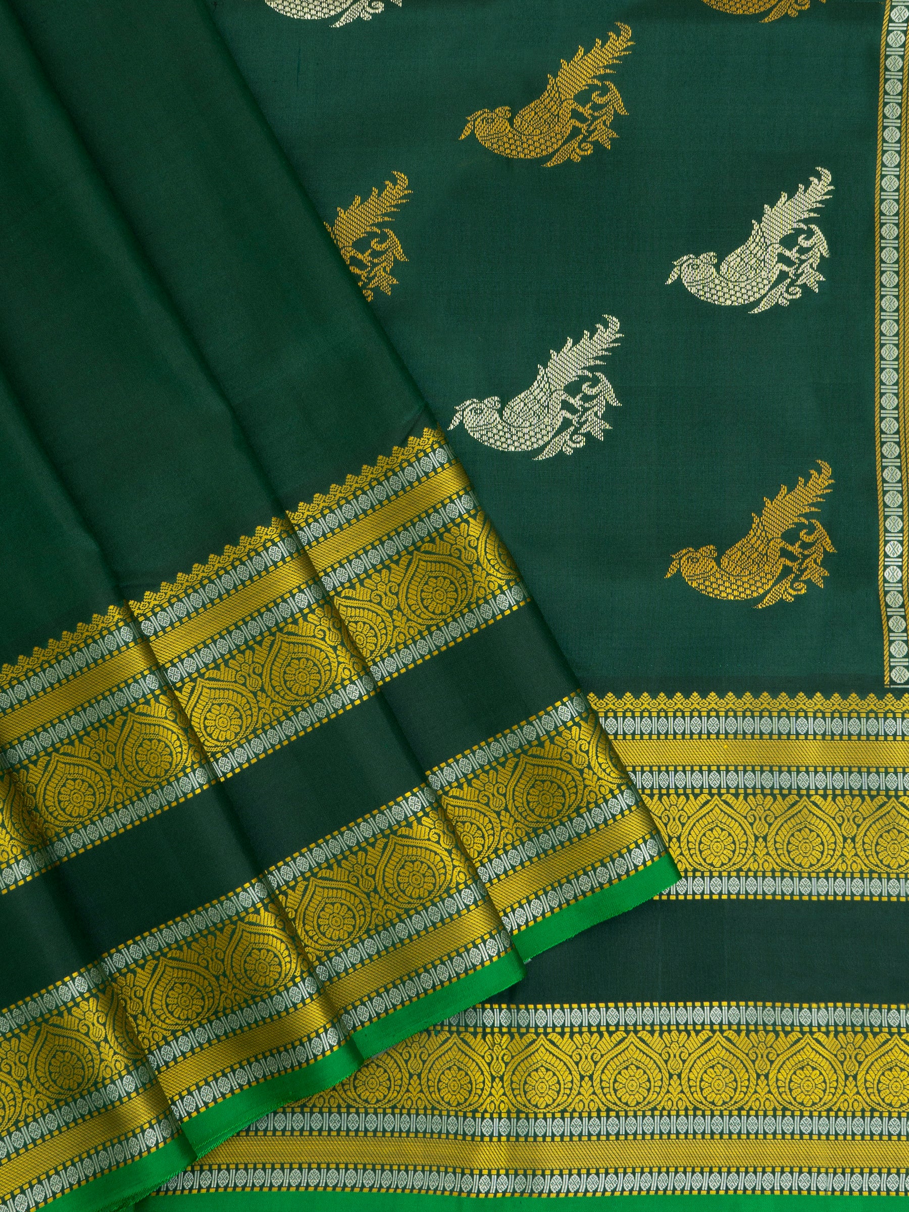 Green rettapet border killi pallu /Special Edition Silk CLSA4734