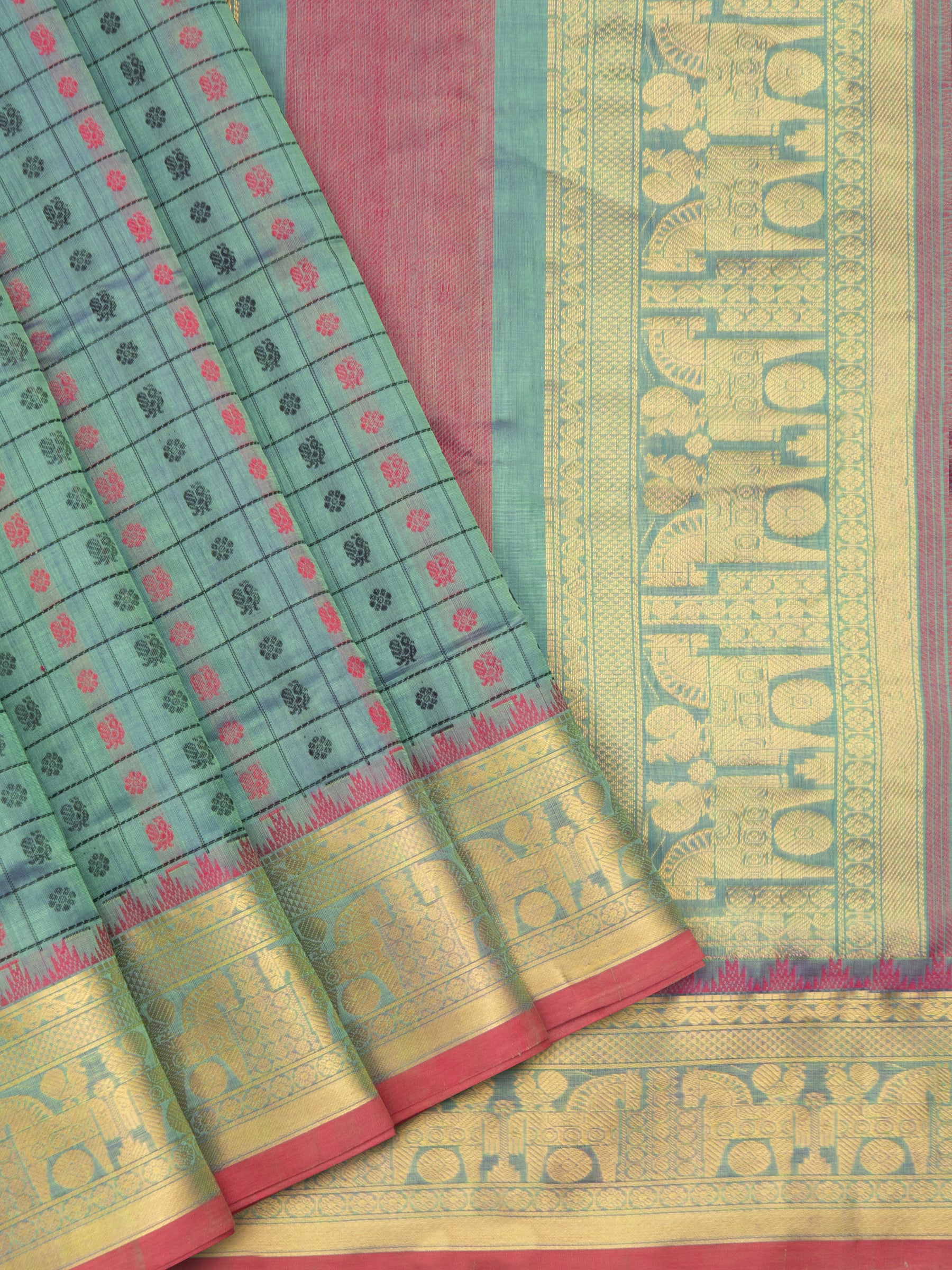 Sea blue kattam butta / Silk Cotton Saree CLSA5230
