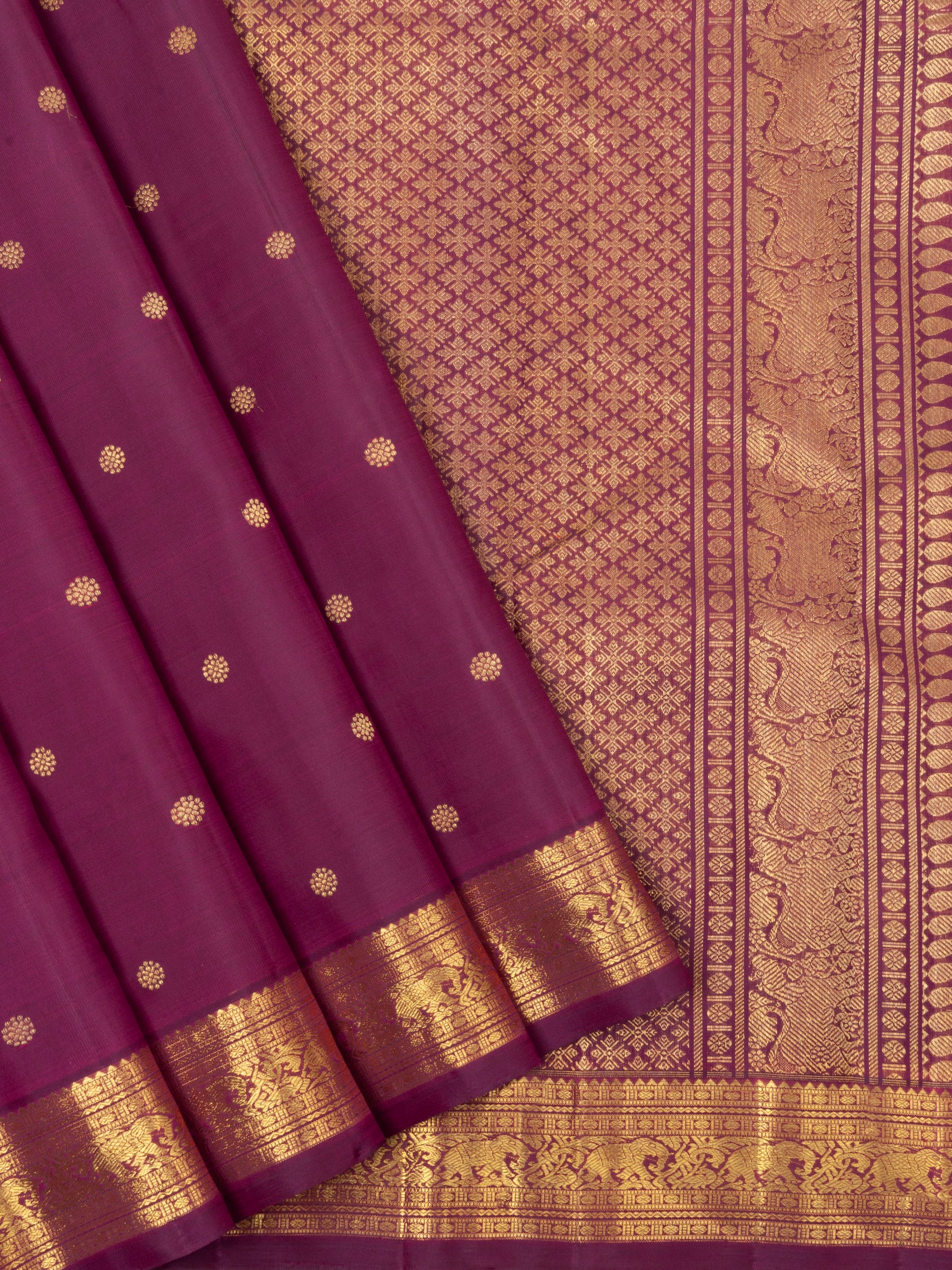 Wine getti border/ Kanjivaram Silk Saree CLSA6222