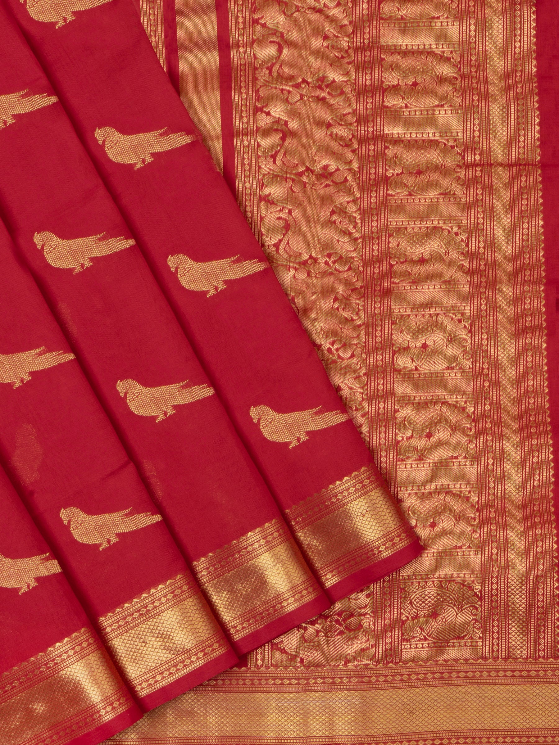 Red Kili butta Silk Cotton Saree CLSA6386