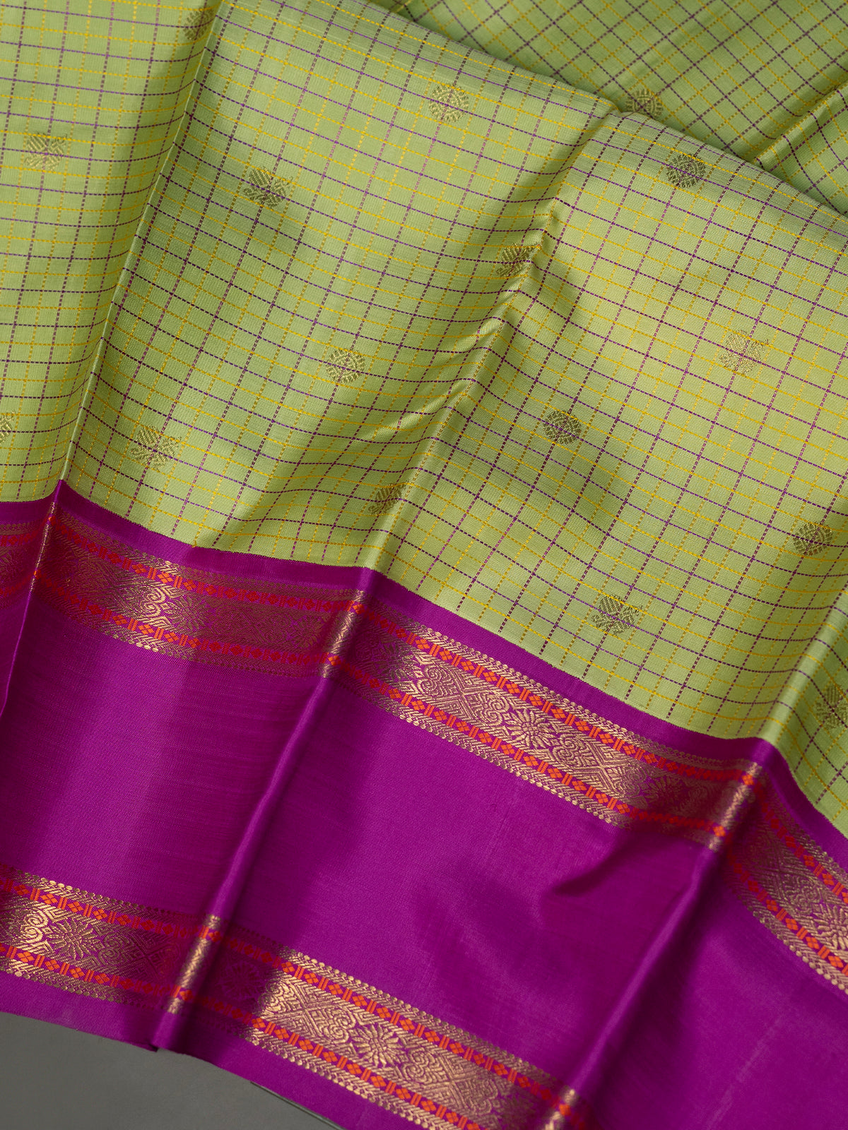 Pista green vintage kattam pink rettapet border kai korvai/ Kanjipuram Silk Saree CLSA
