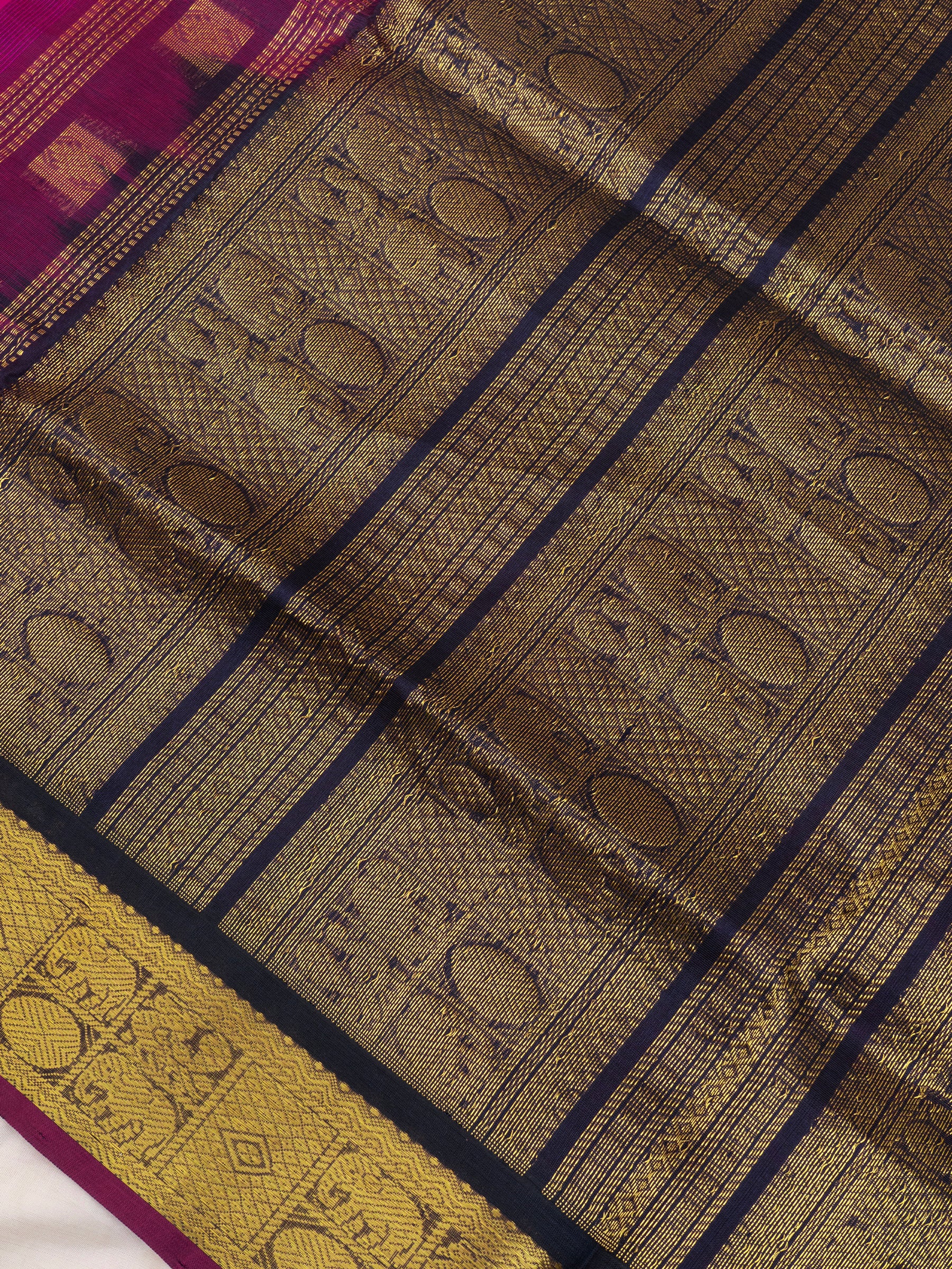 Pink and black korvai/ Silk Cotton Saree CLSA5922