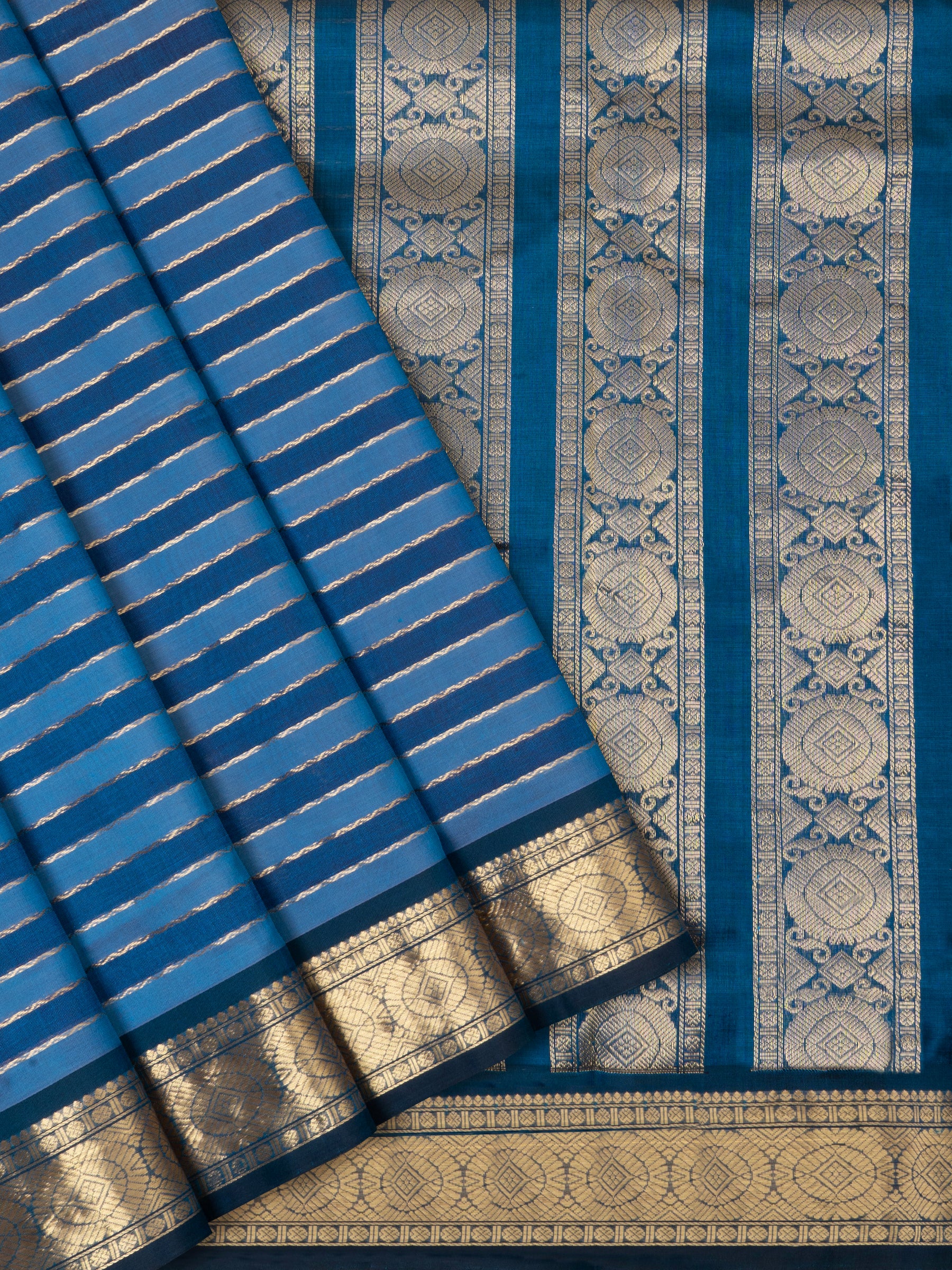 Blue vintage veldhari / Silk Cotton Saree CLSA5988
