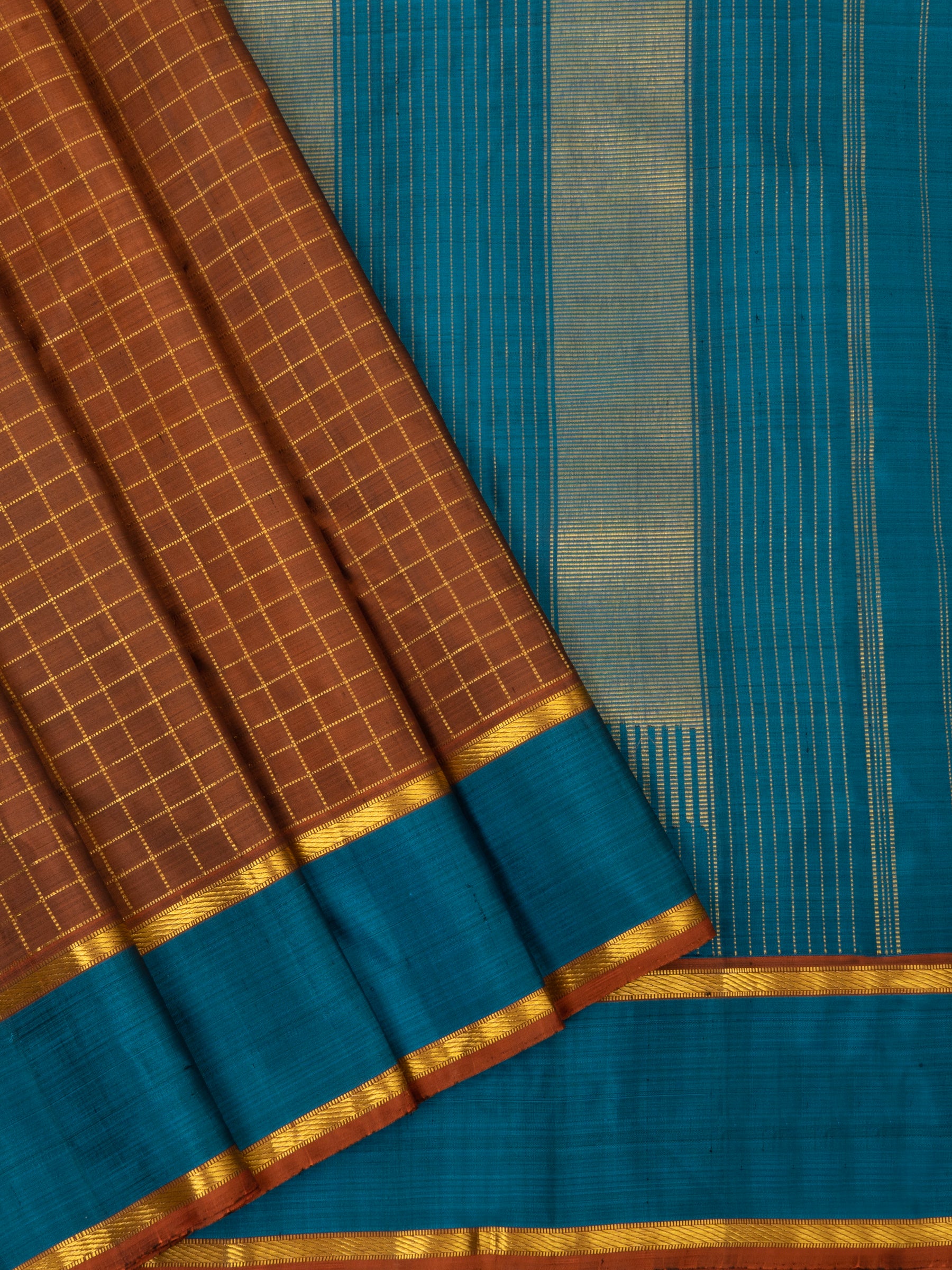 Rust with blue : Arani Silk Saree CLSA6113