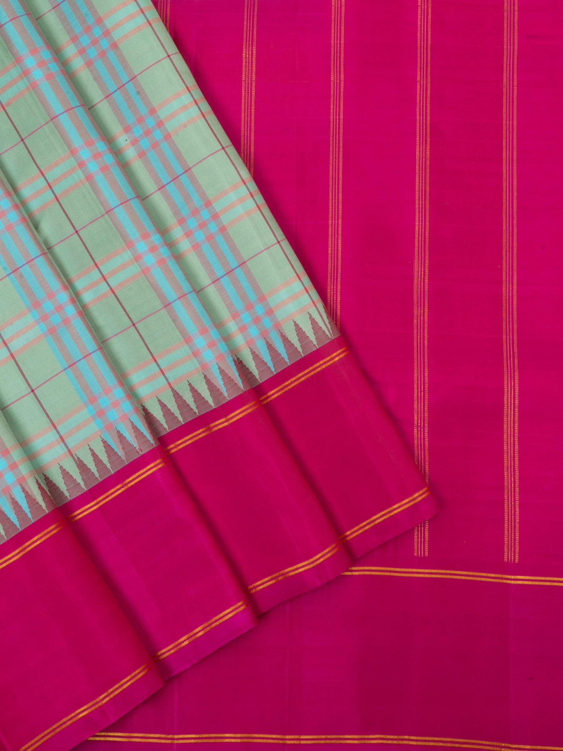 Elakai green Kattam Korvai /Arani Silk Saree CLSA6255