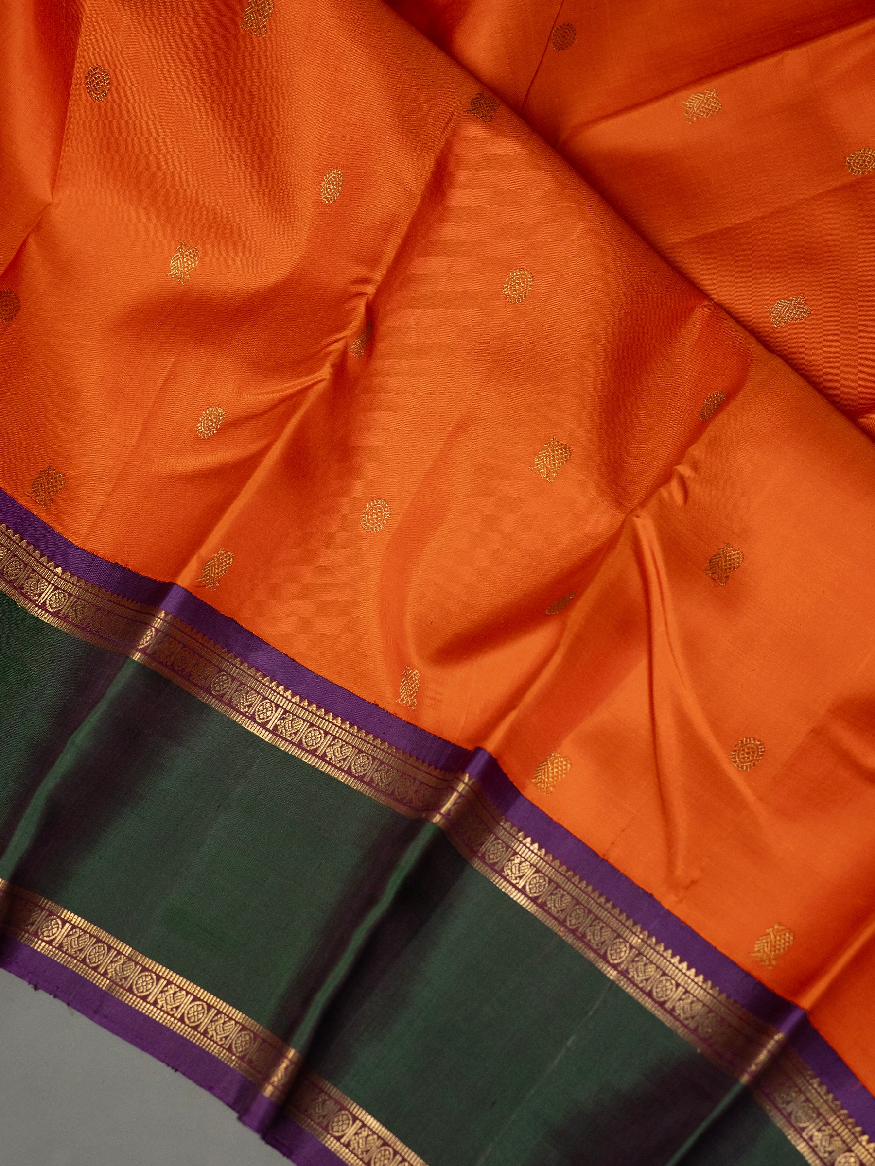 Vintage rust retta pet Kanjipuram Silk Saree CLSA6343