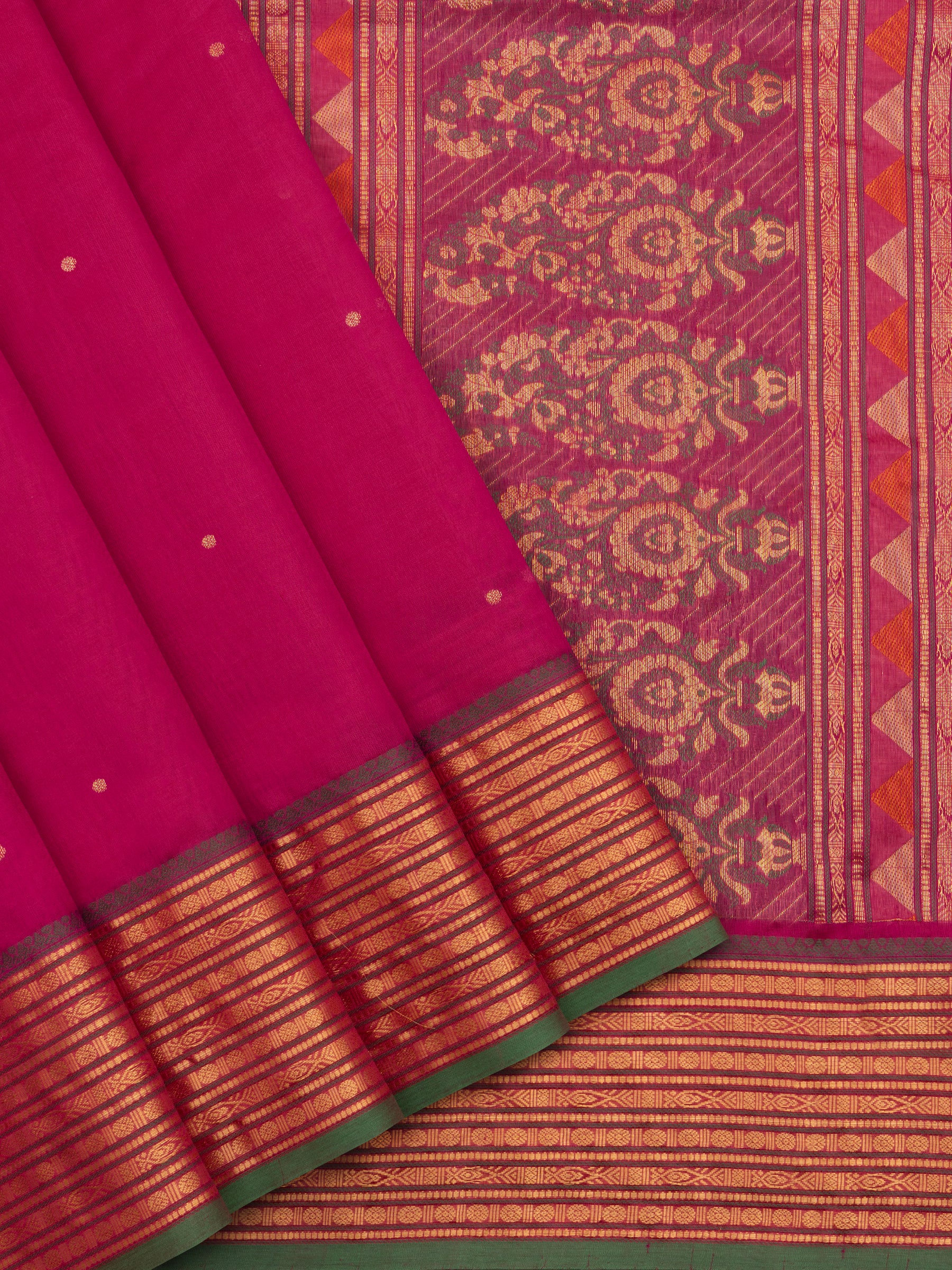 Pink varisapet border/ Silk Cotton Saree CLSA6626