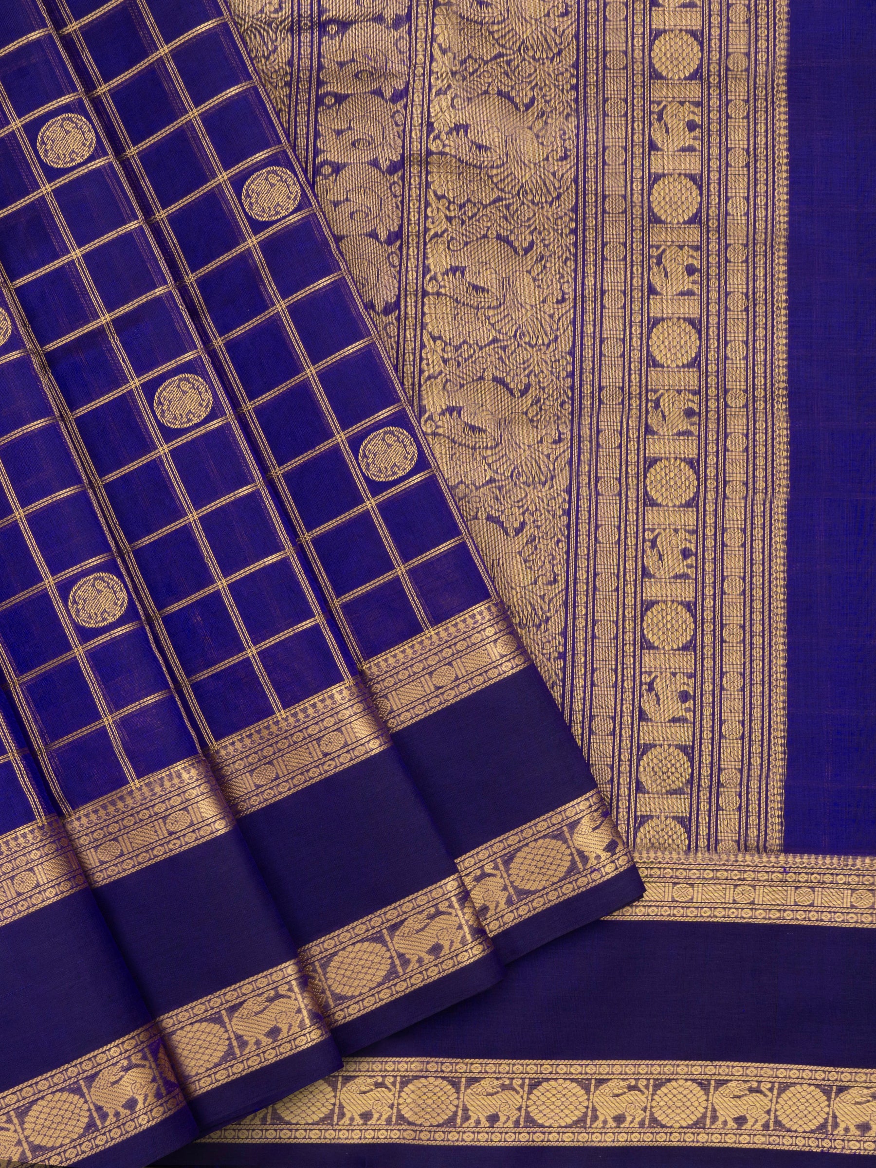 Purplish blue kattam / Silk Cotton Saree CLSA6635
