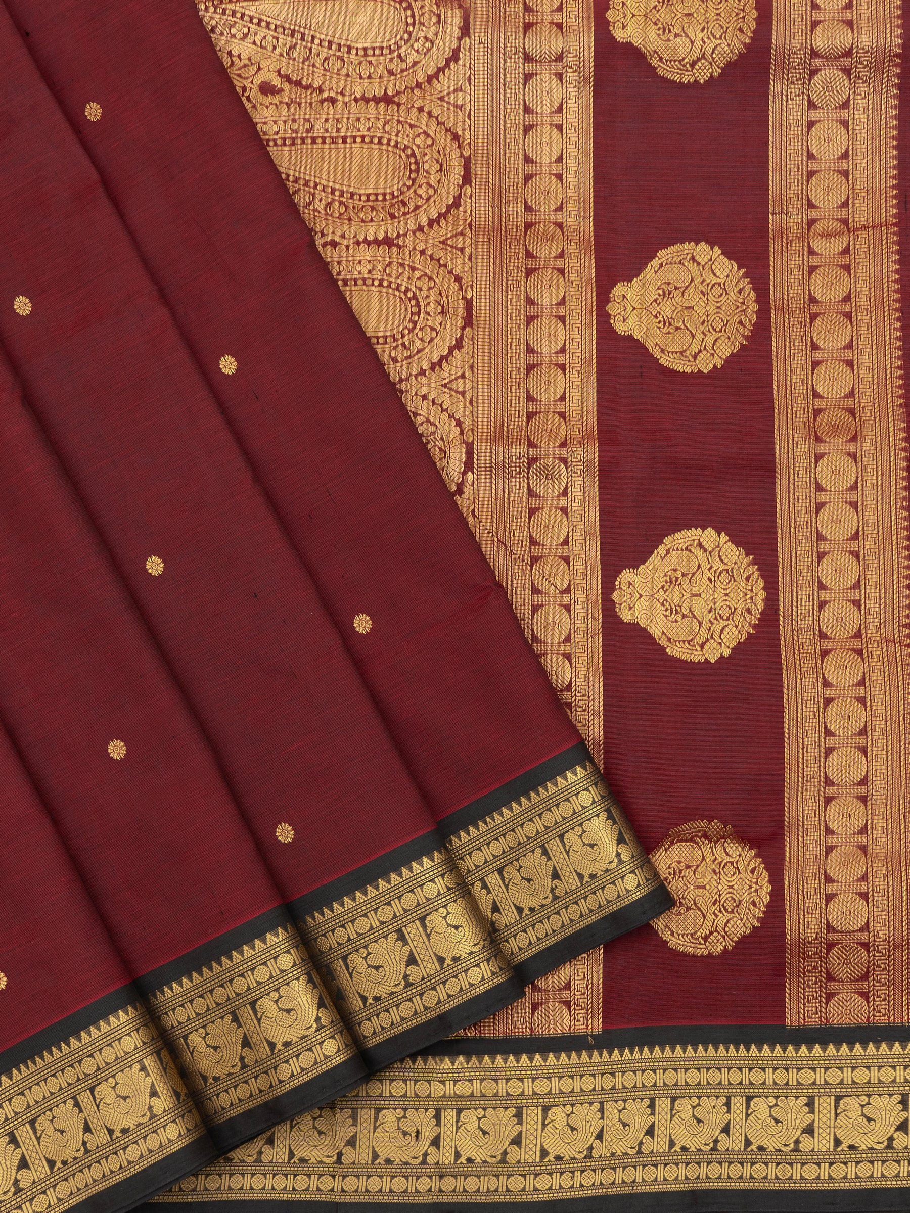 Deep Araku and black / Silk Cotton Saree CLSA7251