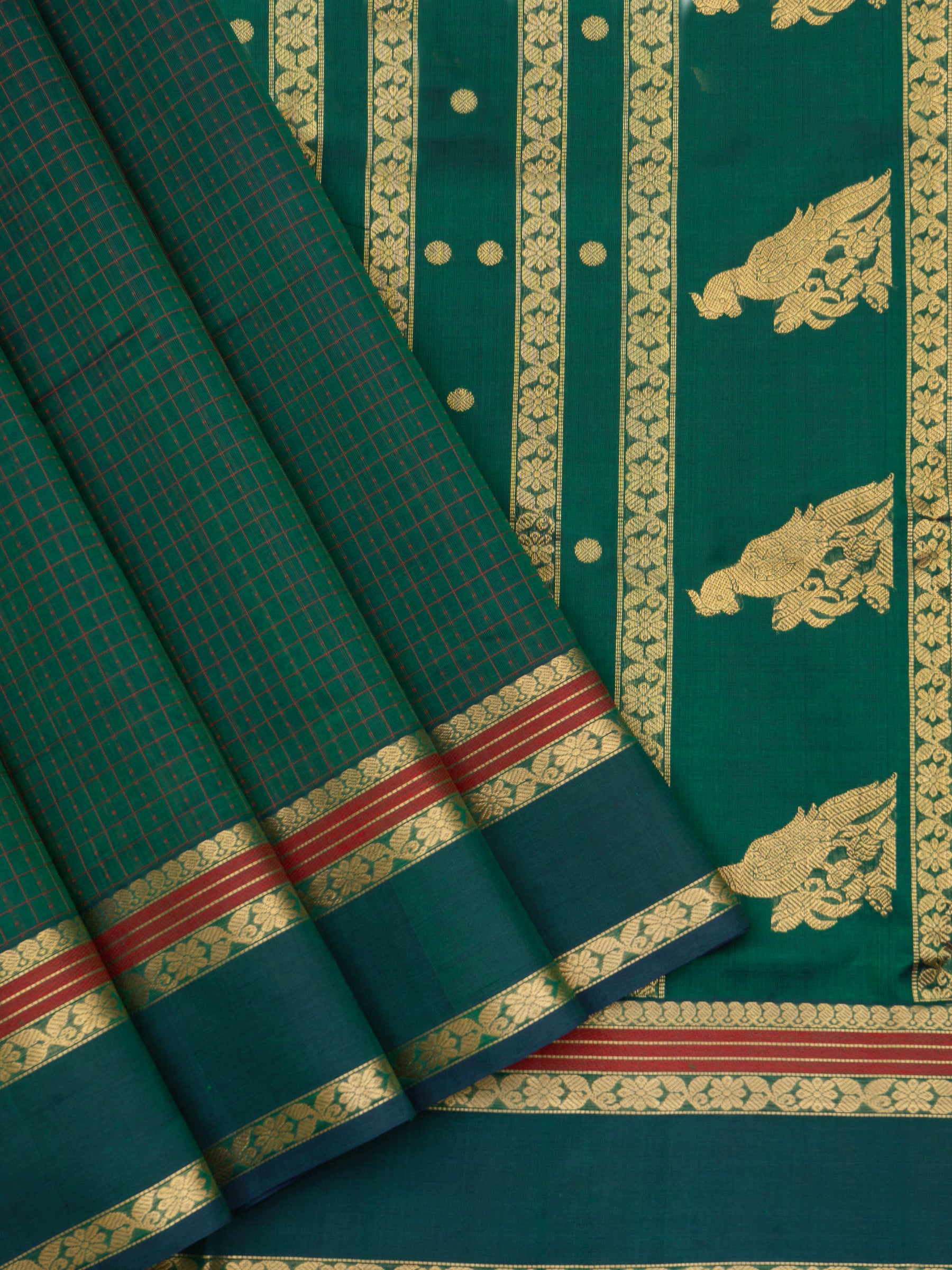 Green killi pallu / Silk Cotton Saree CLSA7269