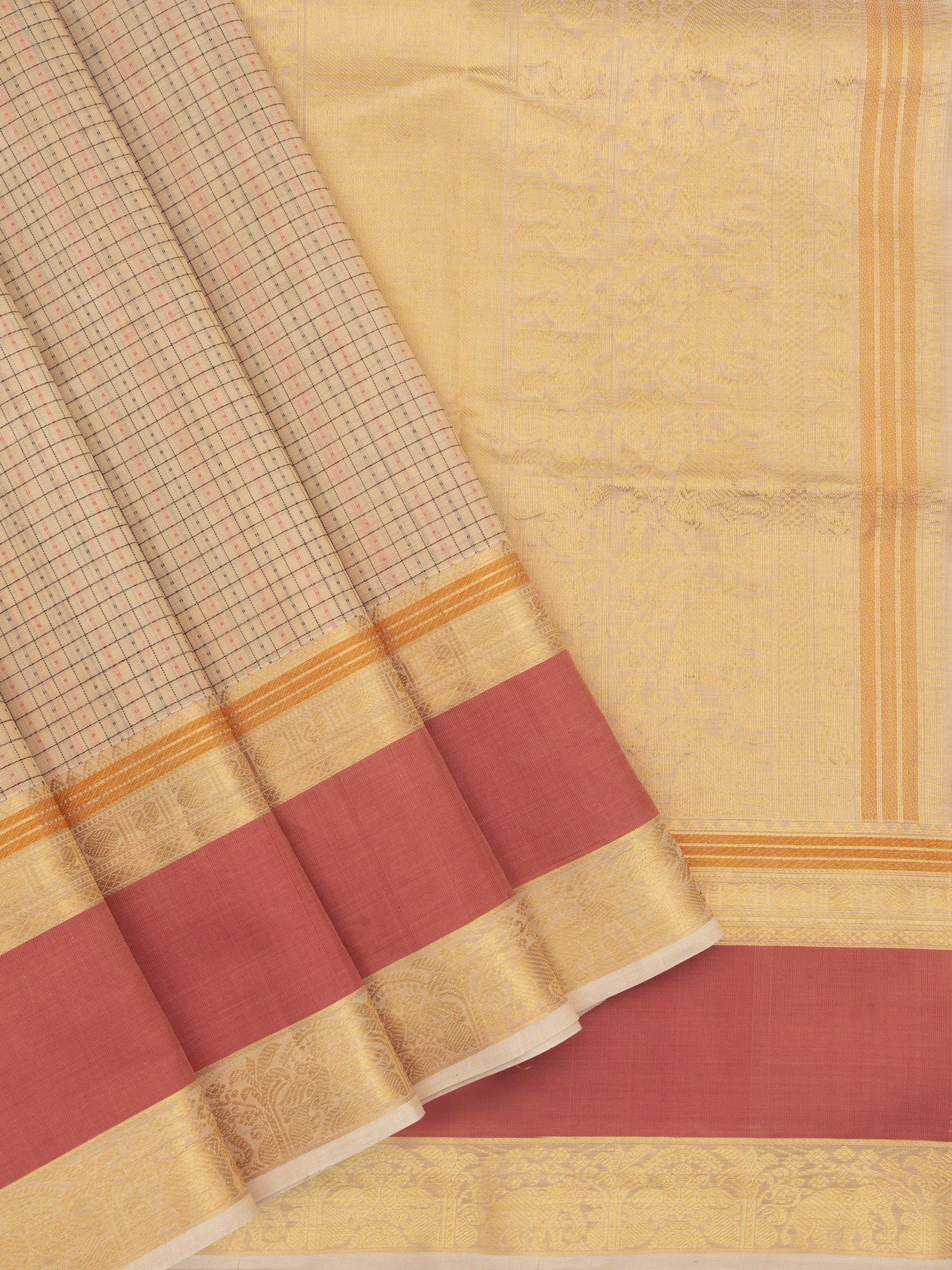 Creme lakshambutta butta / Silk Cotton Saree CLSA7273