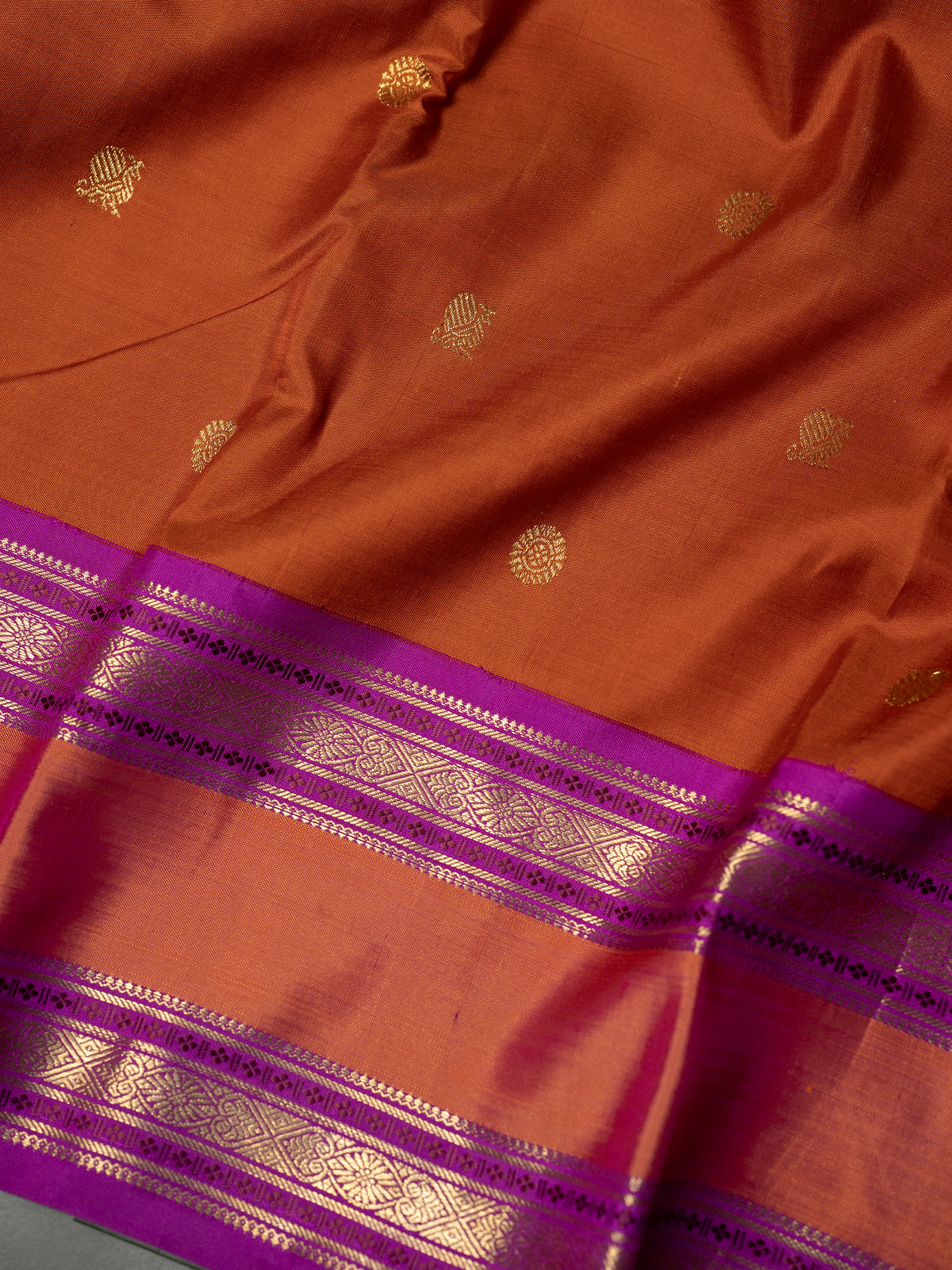 Rust and pink rettapet border killi pallu / Kanjipuram Silk Saree CLSA4907
