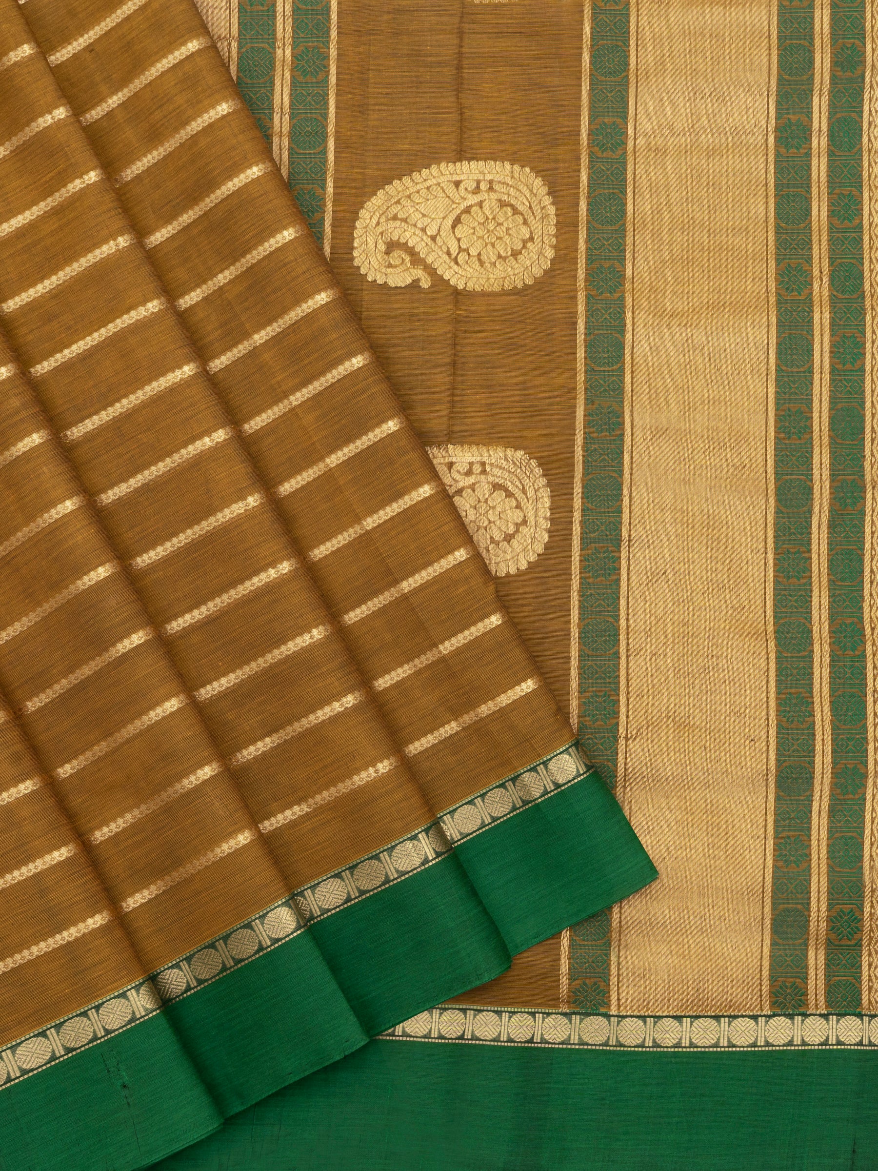 Mustard shot green veldhari/ Silk Cotton Saree CLSA7423