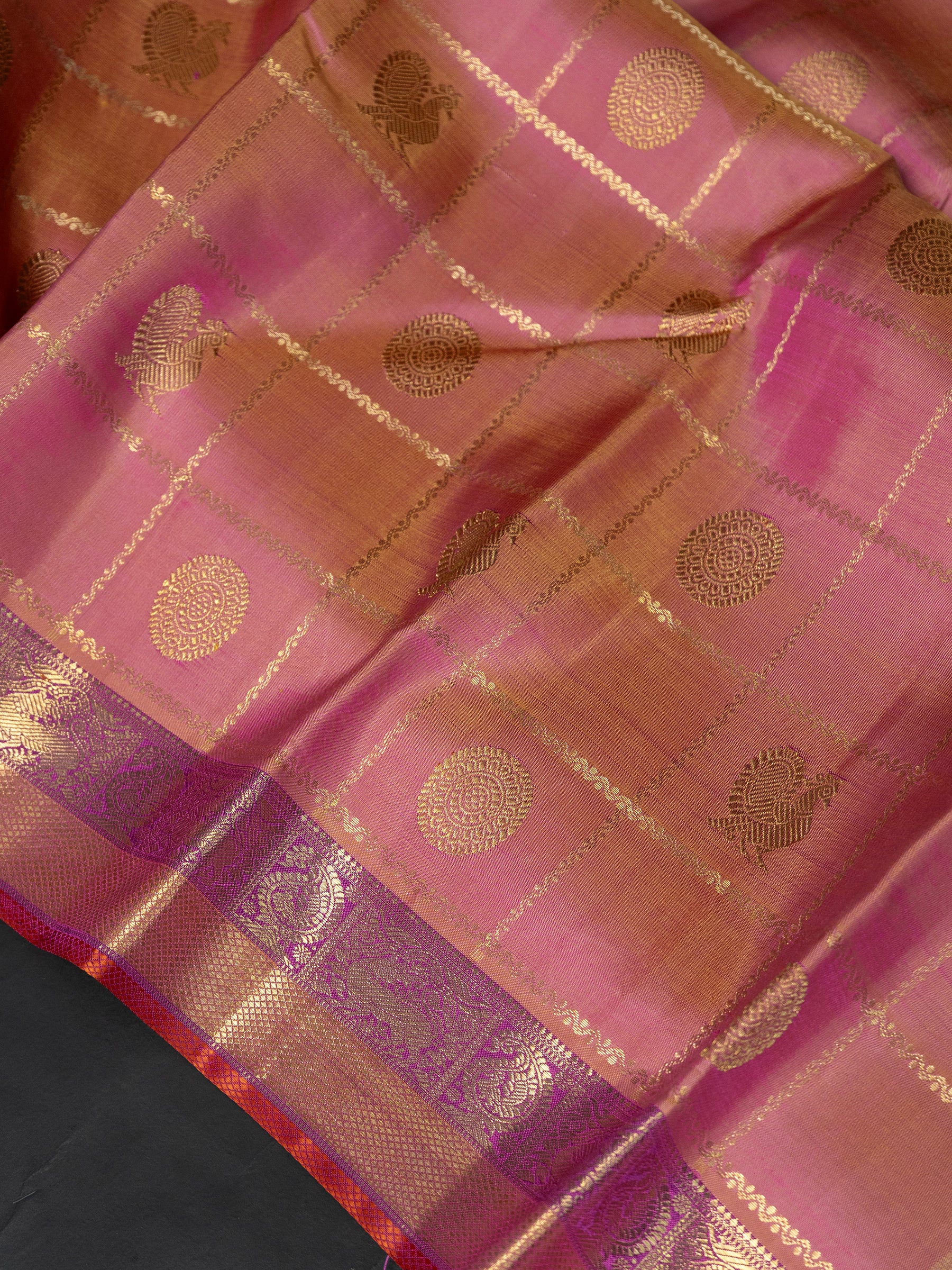 Double tone Zari Kattam  Kanjipuram Silk Saree CLSA7504