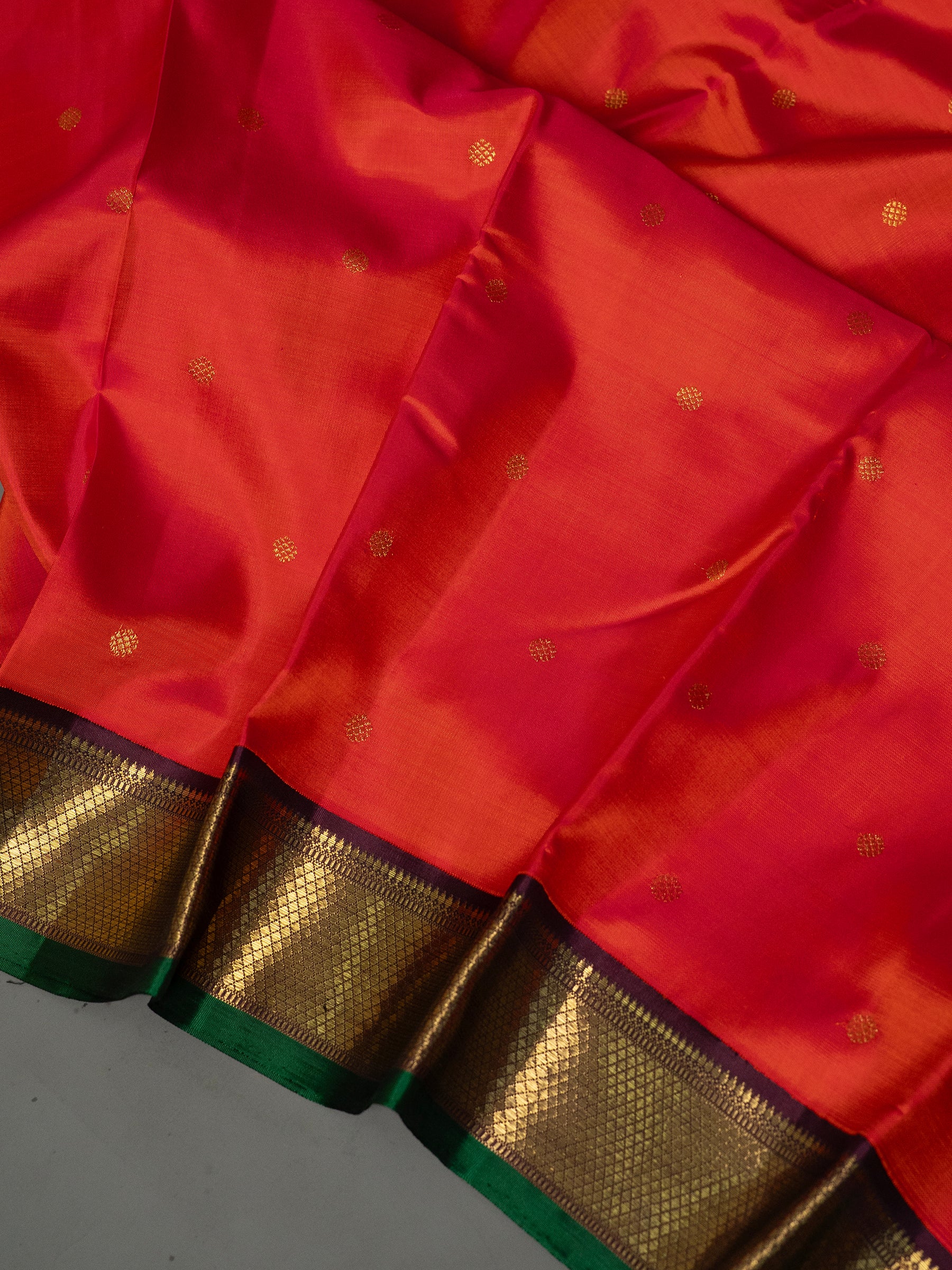 Rust Kai korvai / Kanjipuram Silk Saree CLSA7742