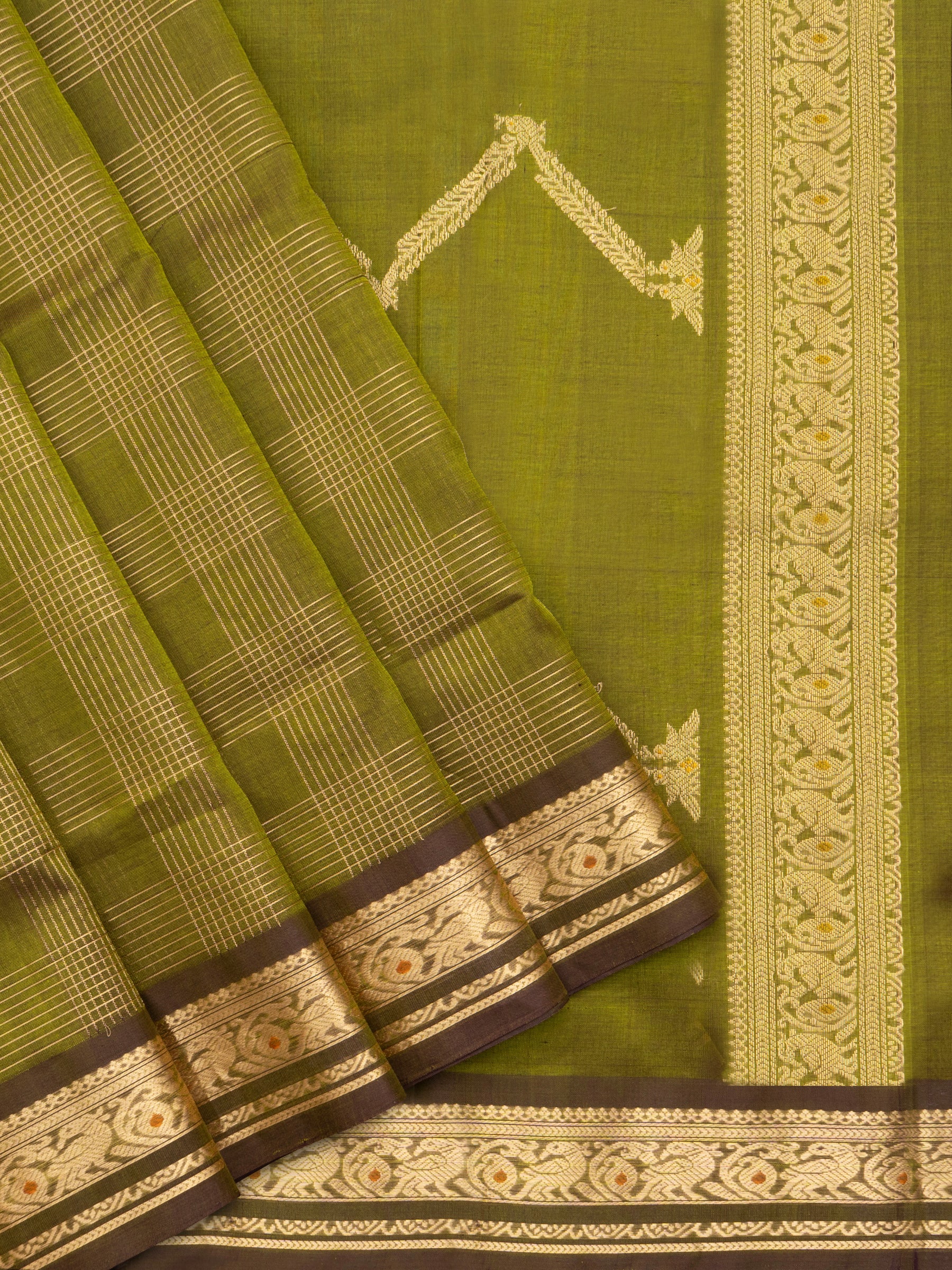 Green vintage kattam / Silk Cotton Saree CLSA7988