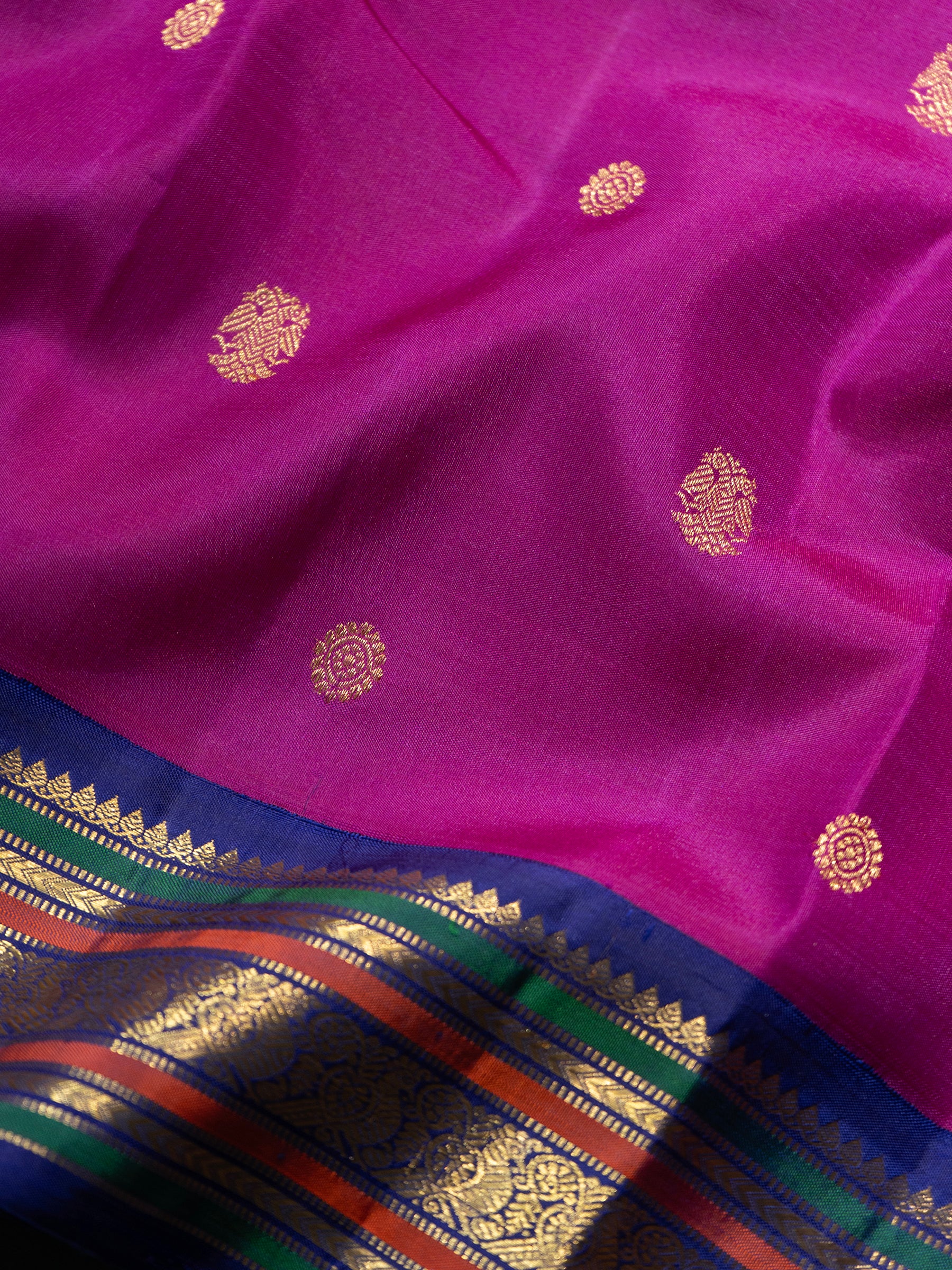 Vintage panner roja pink and mayilkazhuthu blue meenakari pallu / Kanjipuram Silk Saree CLSA8187