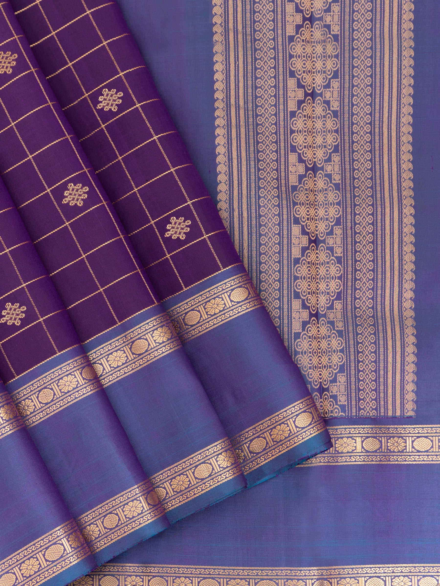 Purple kattam kolam and lavender unique pallu / Special Edition Silk CLSA8365
