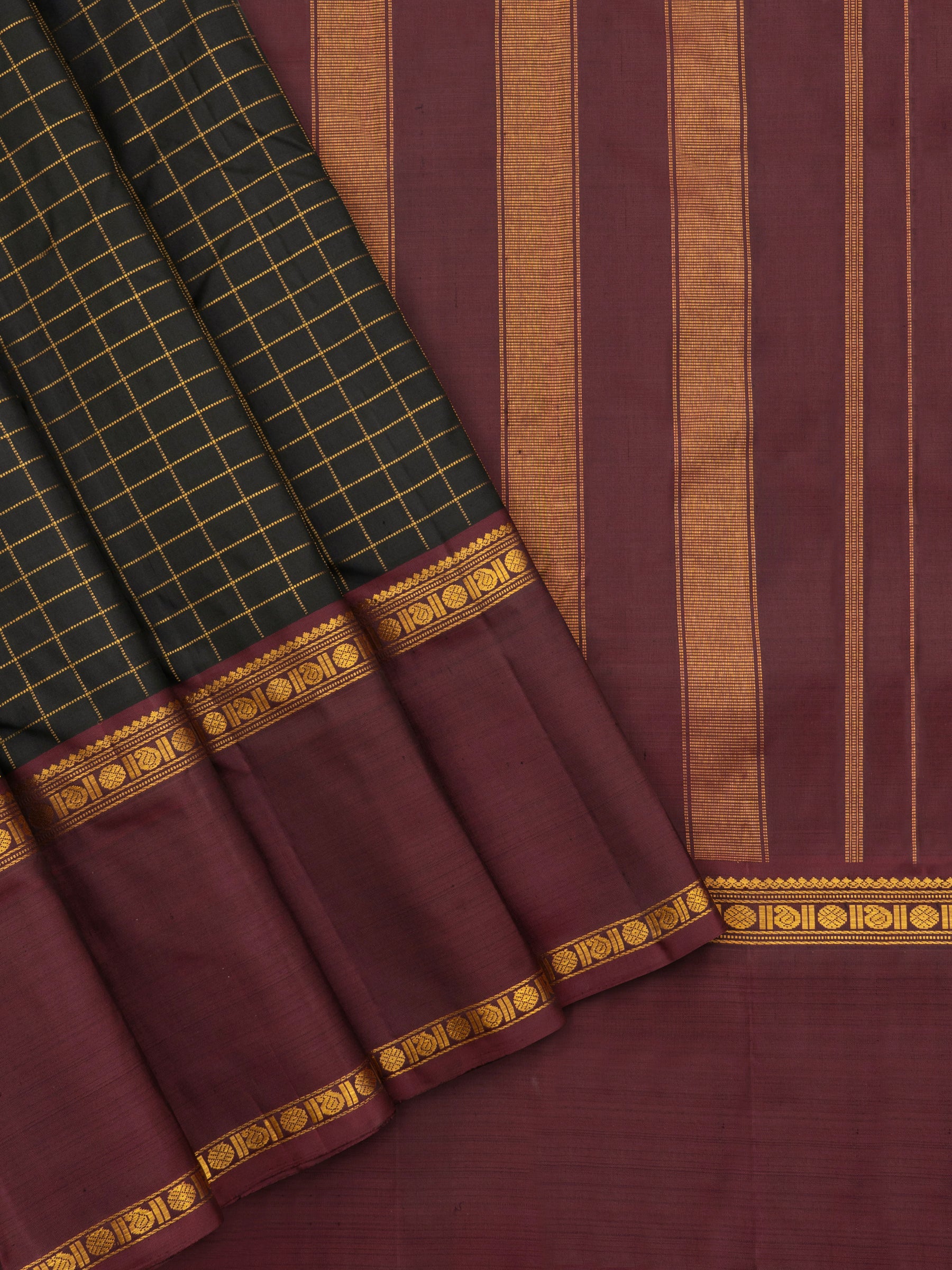Black kattam ganga jamuna border/ Arani Silk Saree CLSA8546
