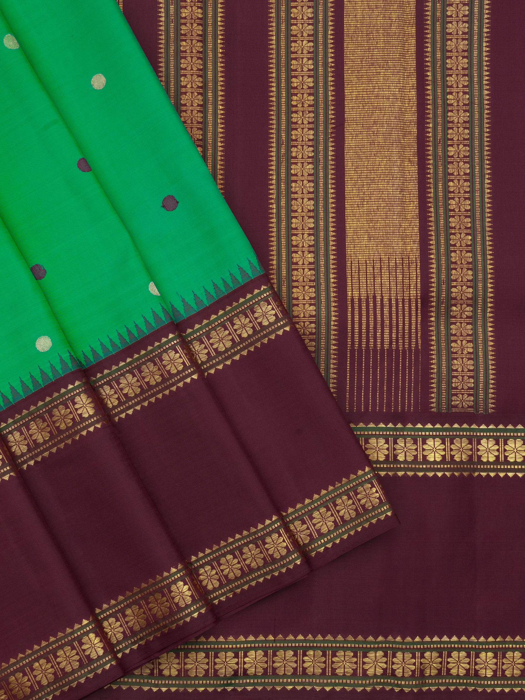 Green and brown rettapet border/ Arani Silk Saree CLSA8758