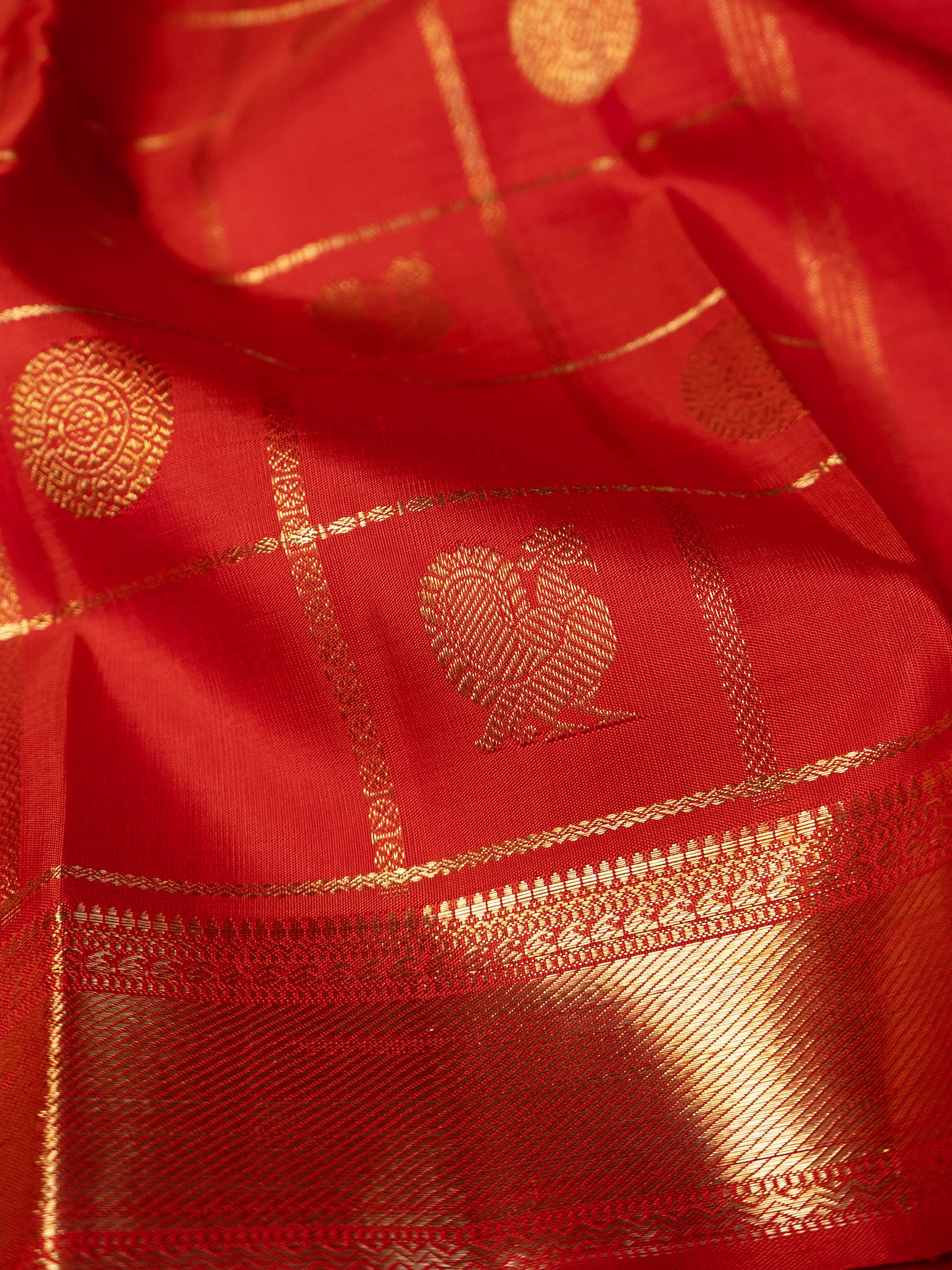 Deep rust orange Kanjipuram Silk Saree CLSA9009