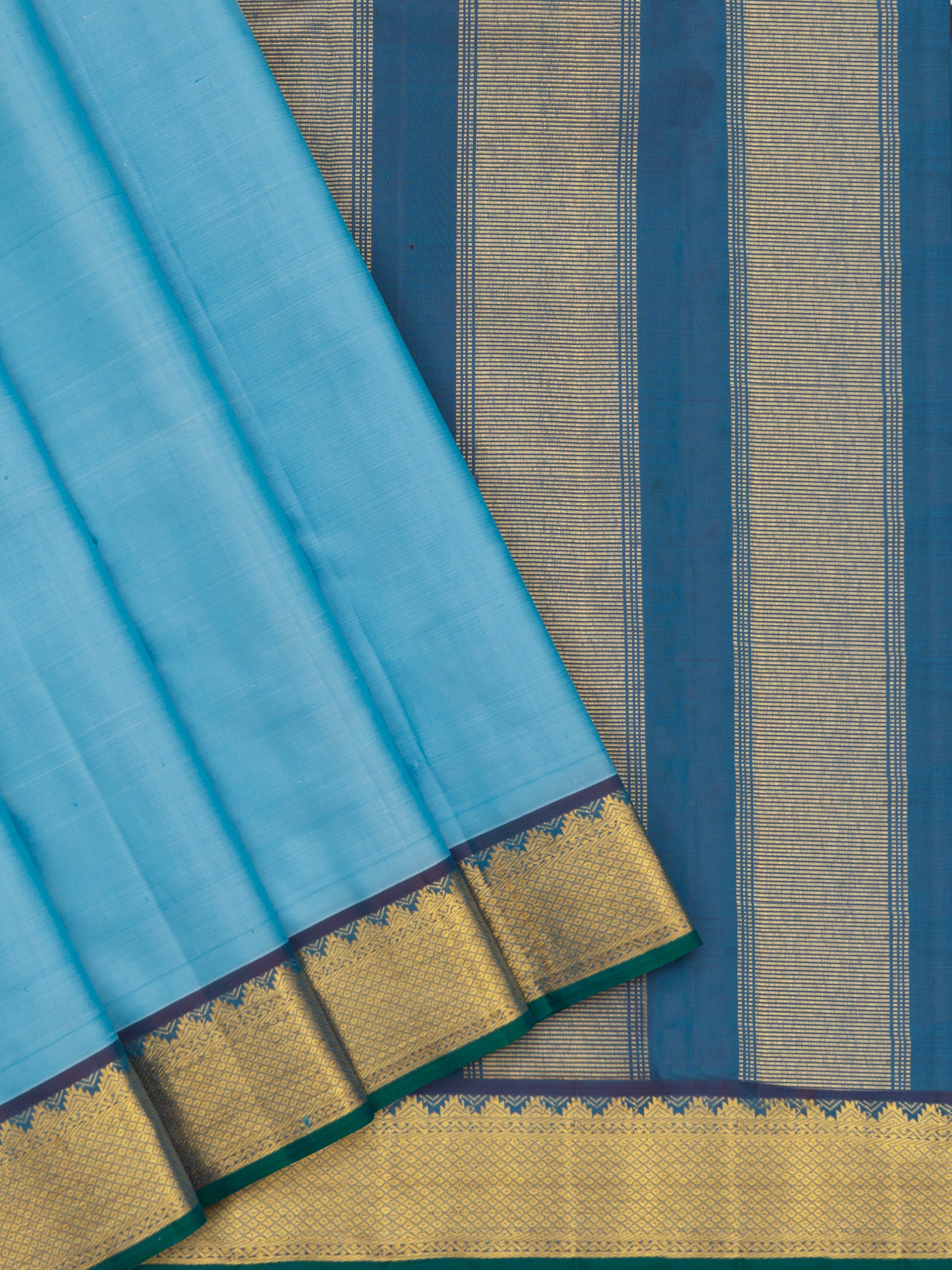 Sky blue and mayilkazhuthu blue/ Arani Silk Saree CLSA9032