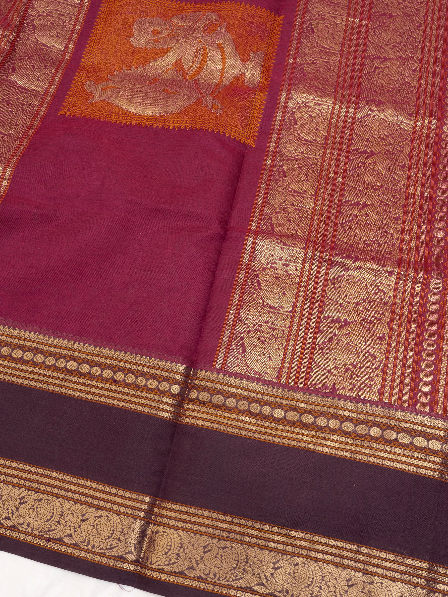 Deep marron unique pallu / Silk Cotton Saree CLSA9584