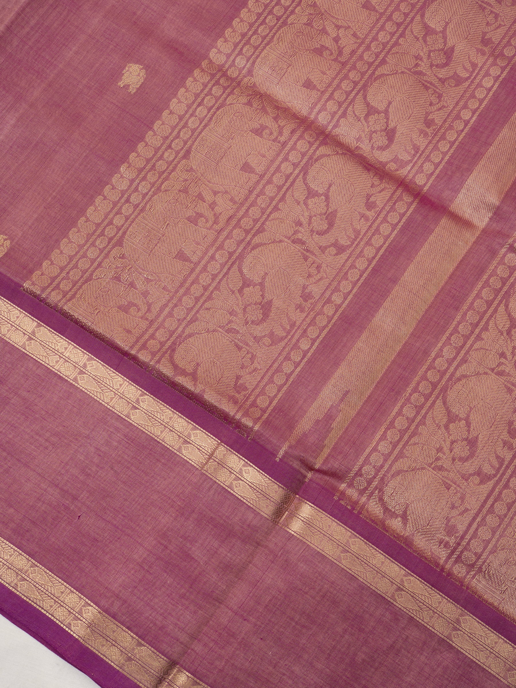 Onion pink rettapet border/ Silk Cotton Saree CLSA9678