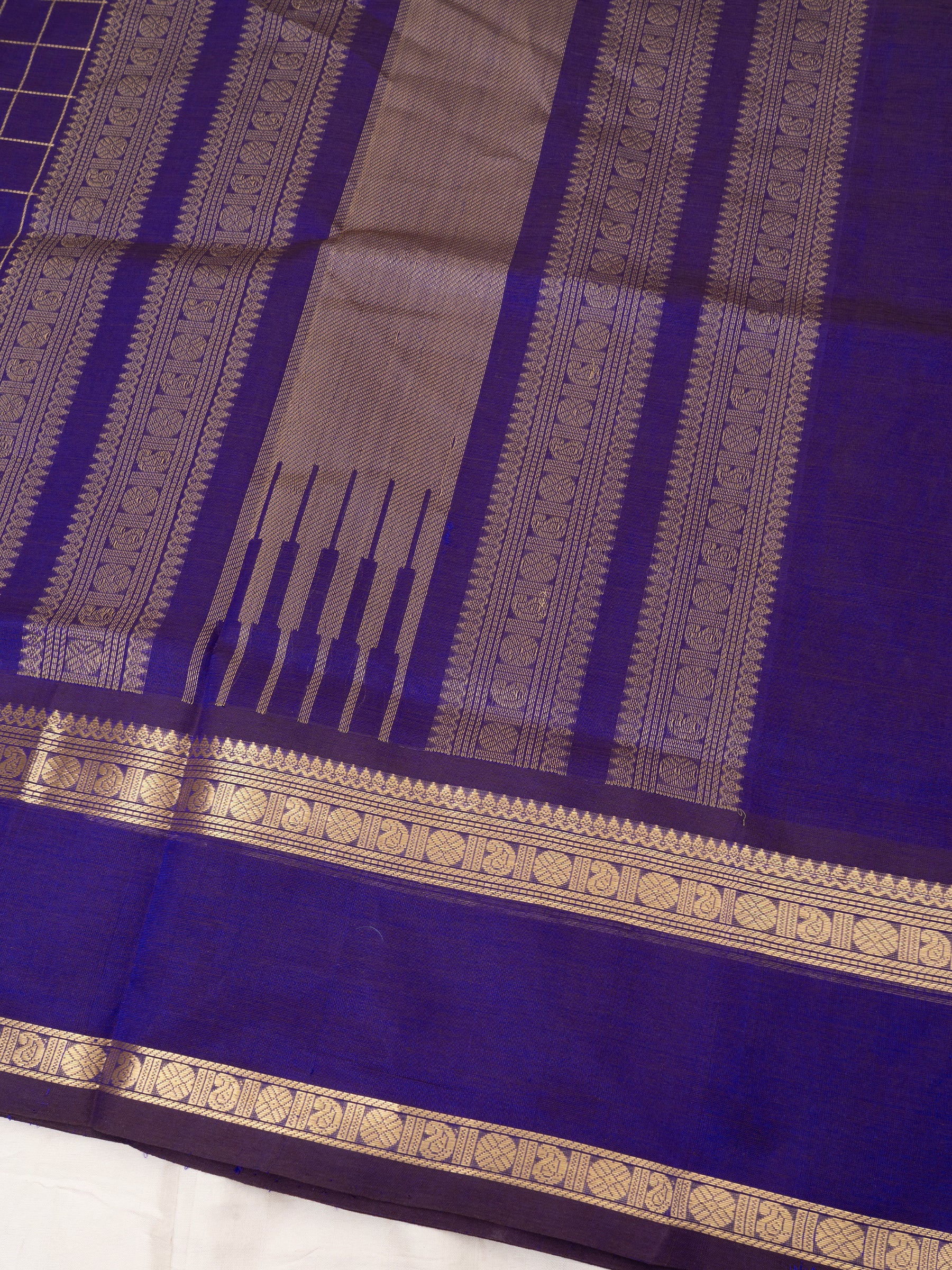 Deep purple kattam rettapet border/ Silk Cotton Saree CLSA9681