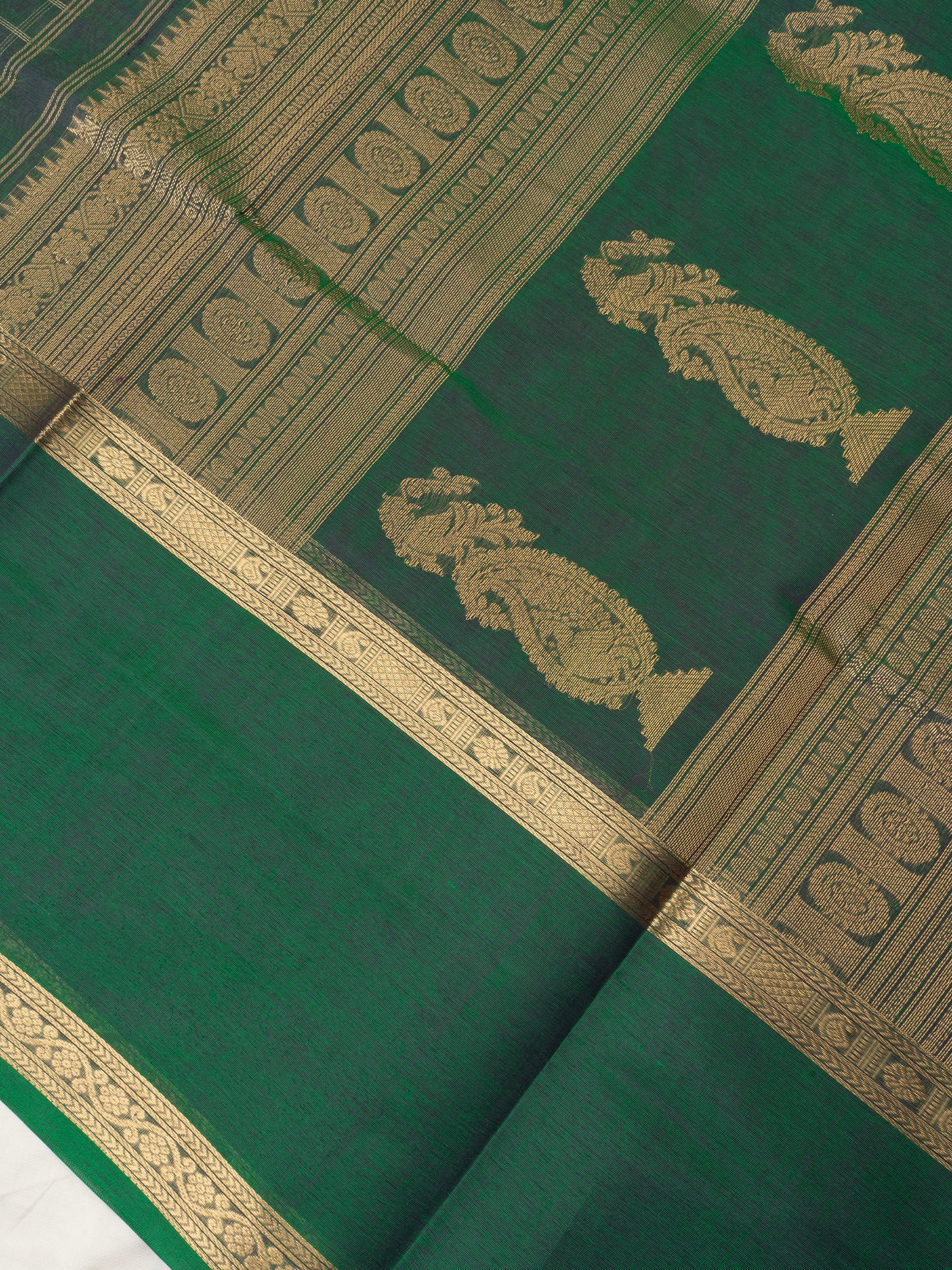 Bottle green kattam/ Silk Cotton Saree CLSA9694