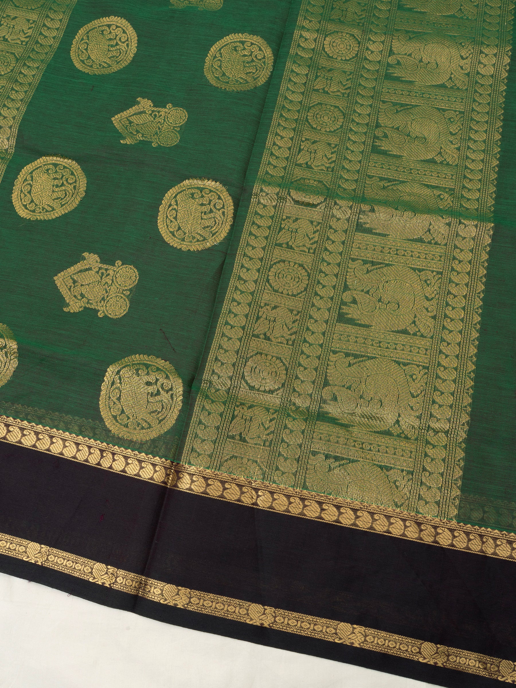 Green kattam iruthalaipakshi butta / Silk Cotton Saree CLSA9697