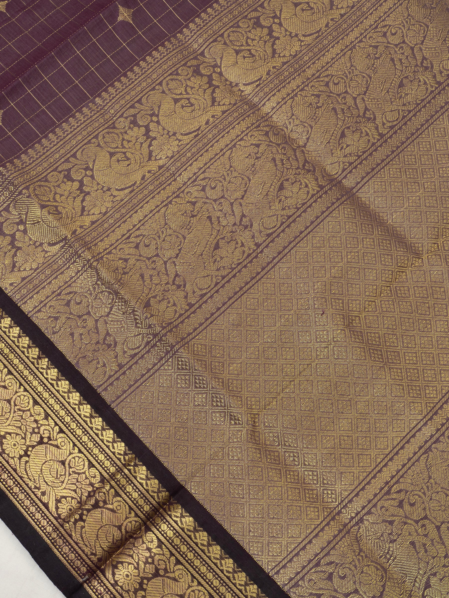Deep mauve kattam star butta / Silk Cotton Saree CLSA9722