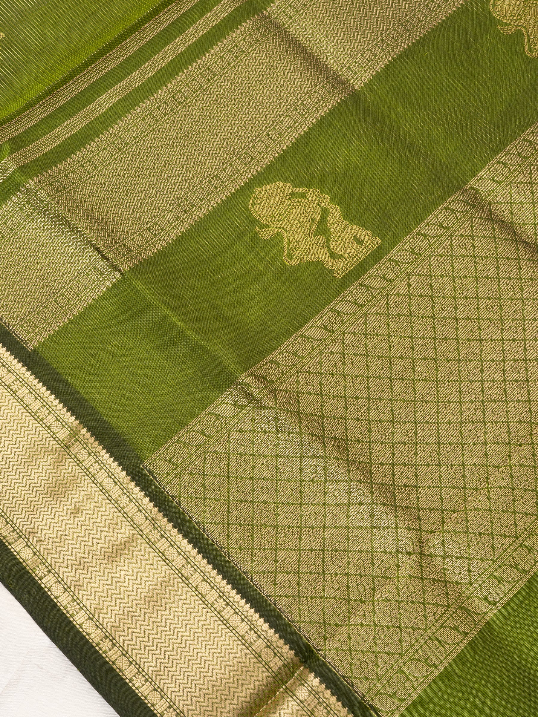 Green yazhi bettu butta/ Premium Silk Cotton Saree CLSA9746