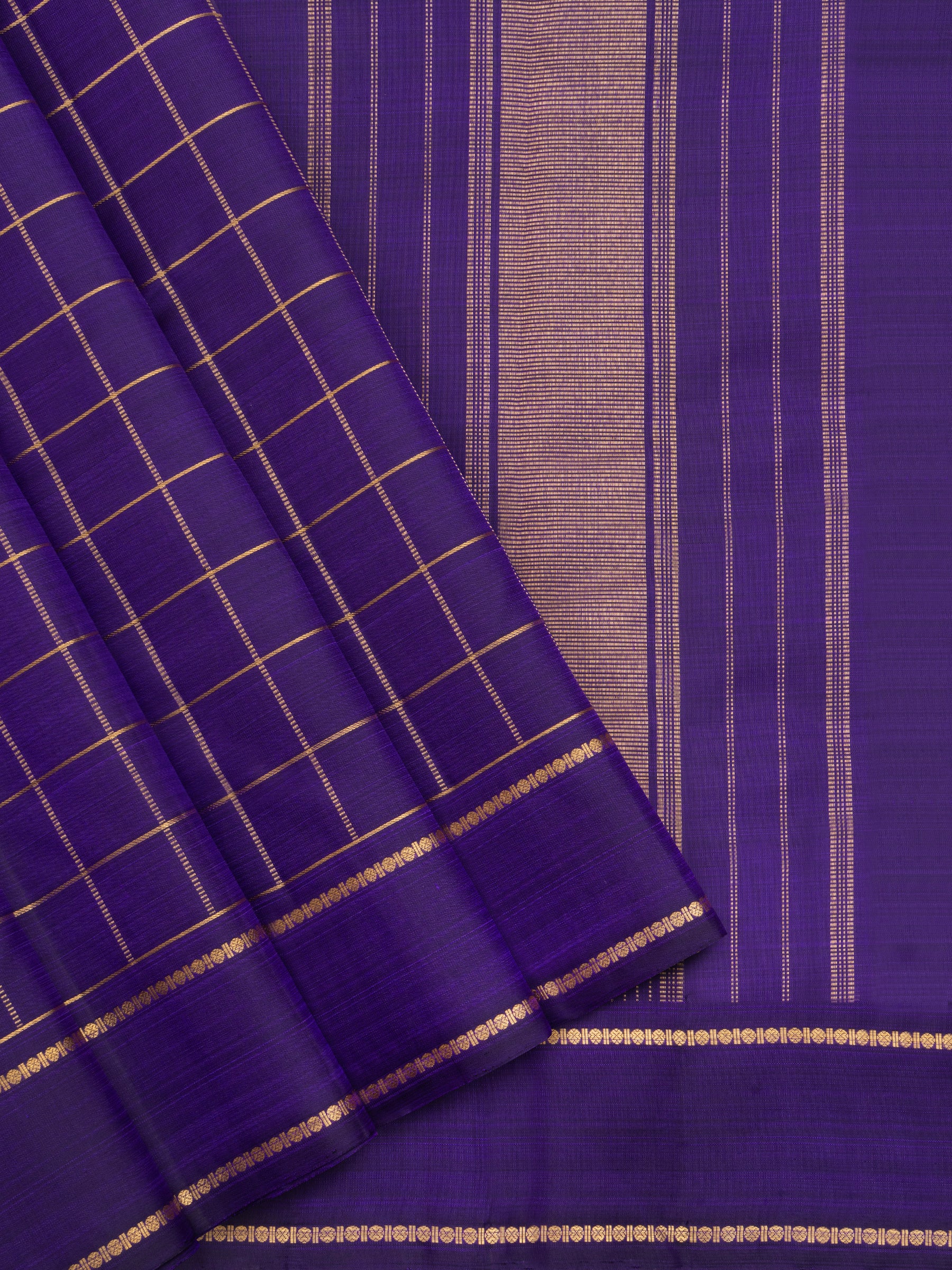 Deep purple kattam rettapet border/ Kanjipuram Silk Saree CLSA9784