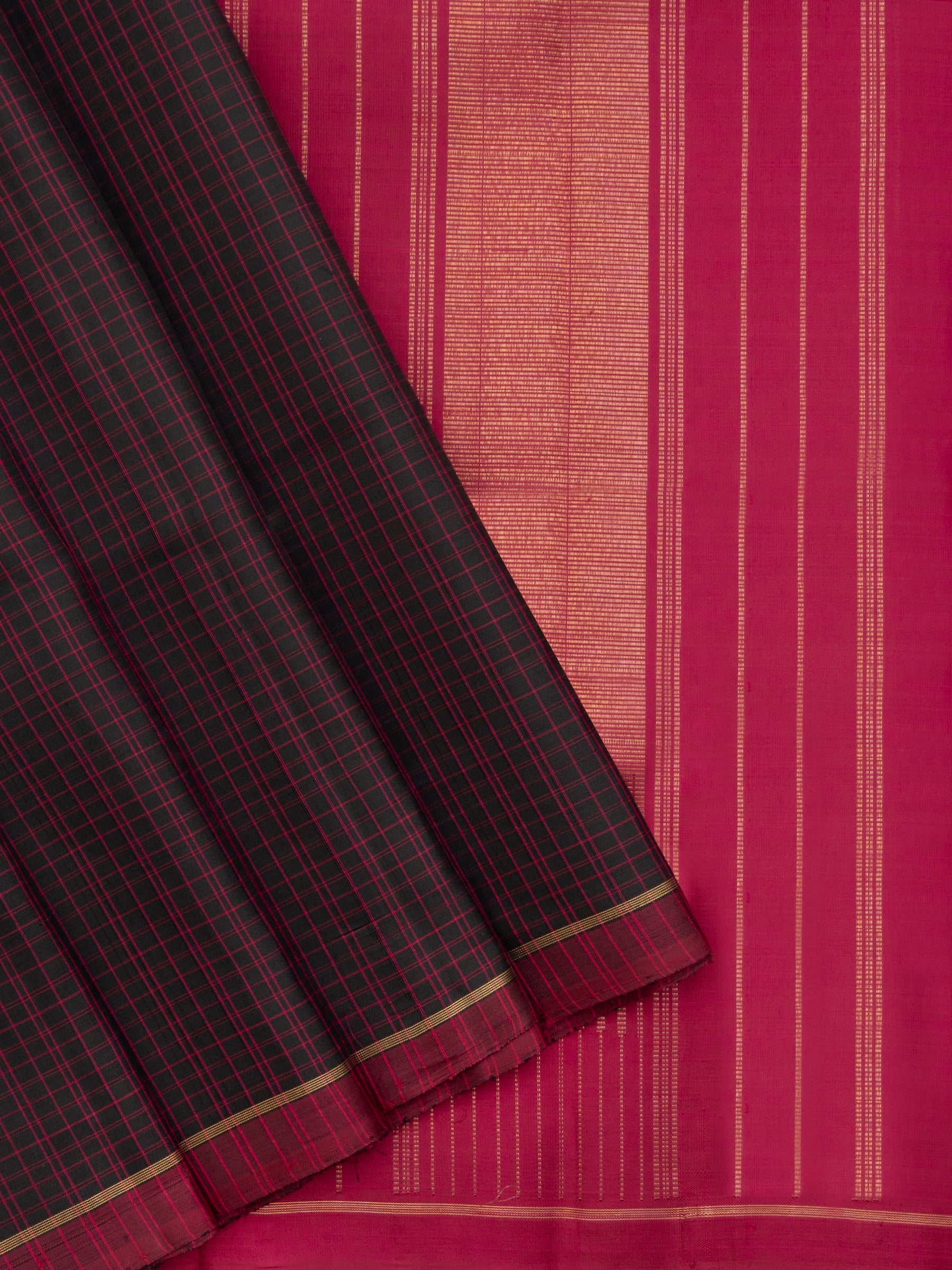 Black kattam small border Araku / Kanjipuram Silk Saree CLSA9806
