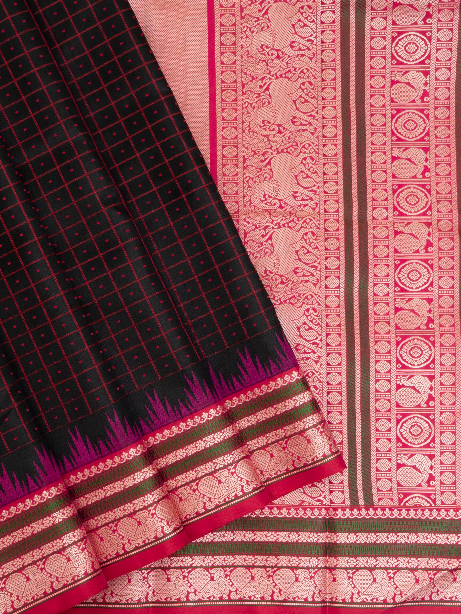 Black and pink kattam / Special Edition Silk CLSA9846