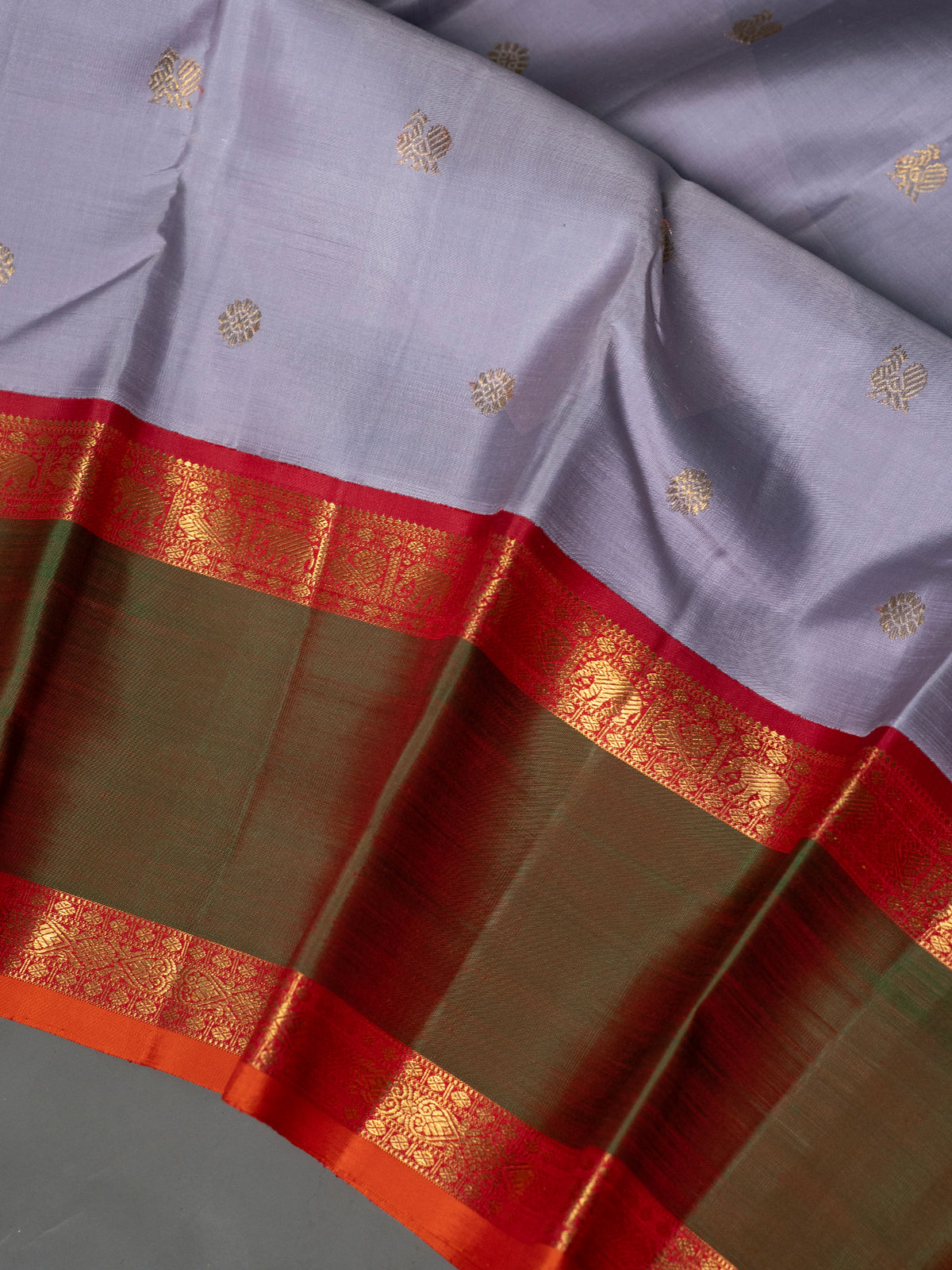 Lavender rettapet border kai korvai/ Kanjipuram Silk Saree CLSA9894