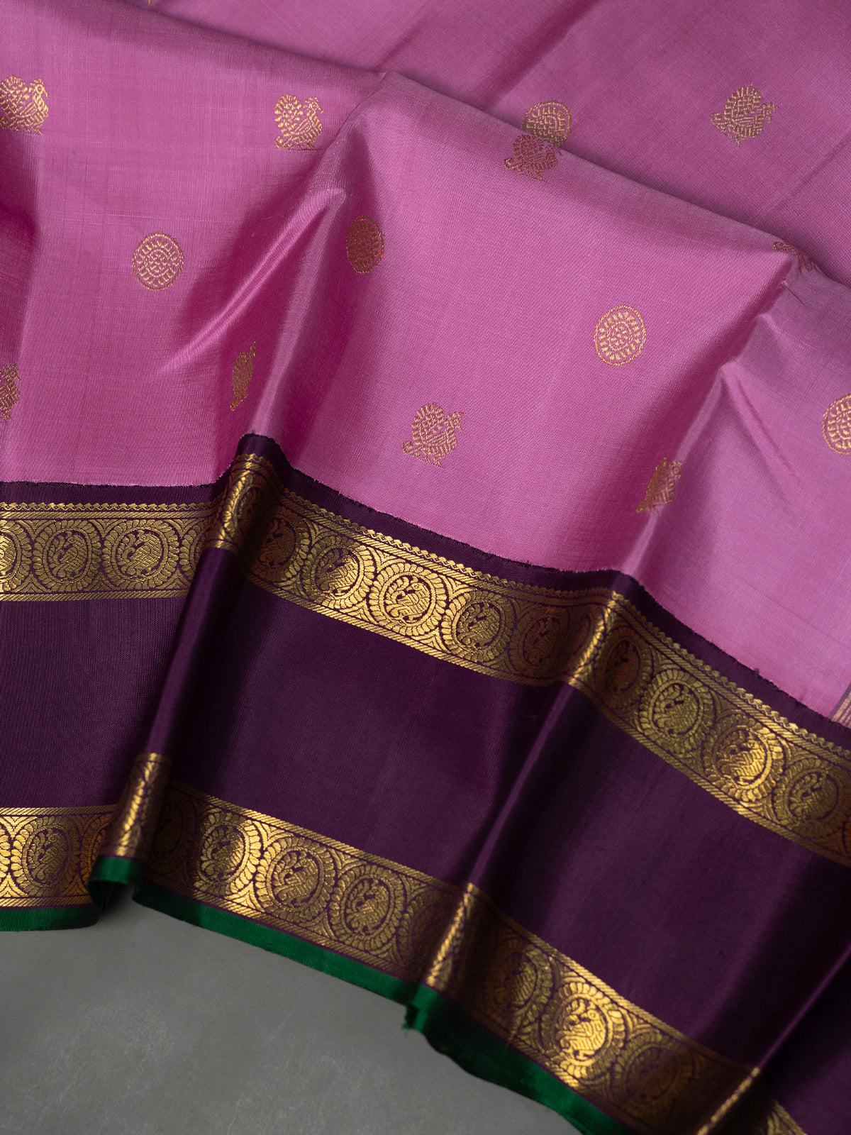 Vintage retta pet geva pink Pure Kanjipuram Silk Saree CLSA9897